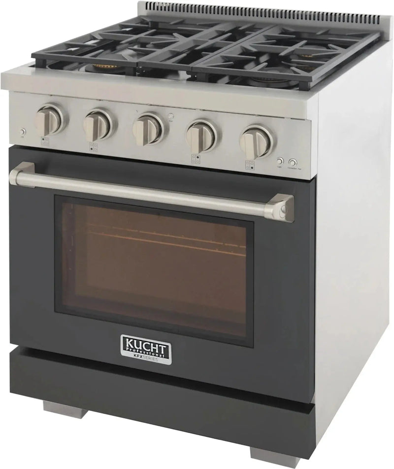 Kucht 30" Freestanding Professional Gas Range Liquid Propane KFX3000X/LP-GY by Farmhouse Kitchen and Bath