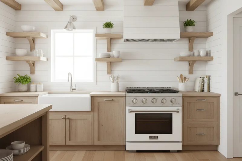 Kucht 30" Freestanding Professional Gas Range Liquid Propane KFX3000X/LP-W by Farmhouse Kitchen and Bath