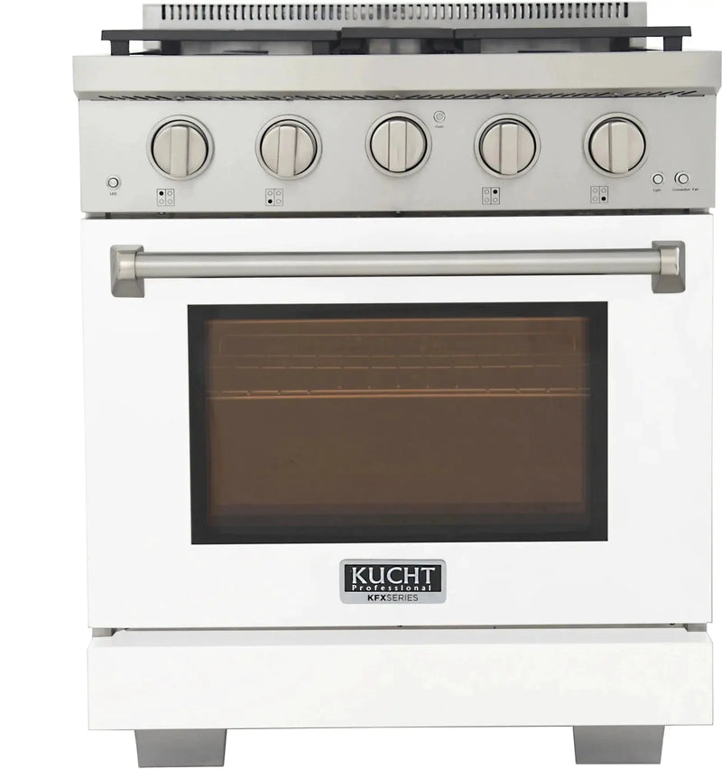 Kucht 30" Freestanding Professional Gas Range Liquid Propane KFX3000X/LP-W by Farmhouse Kitchen and Bath