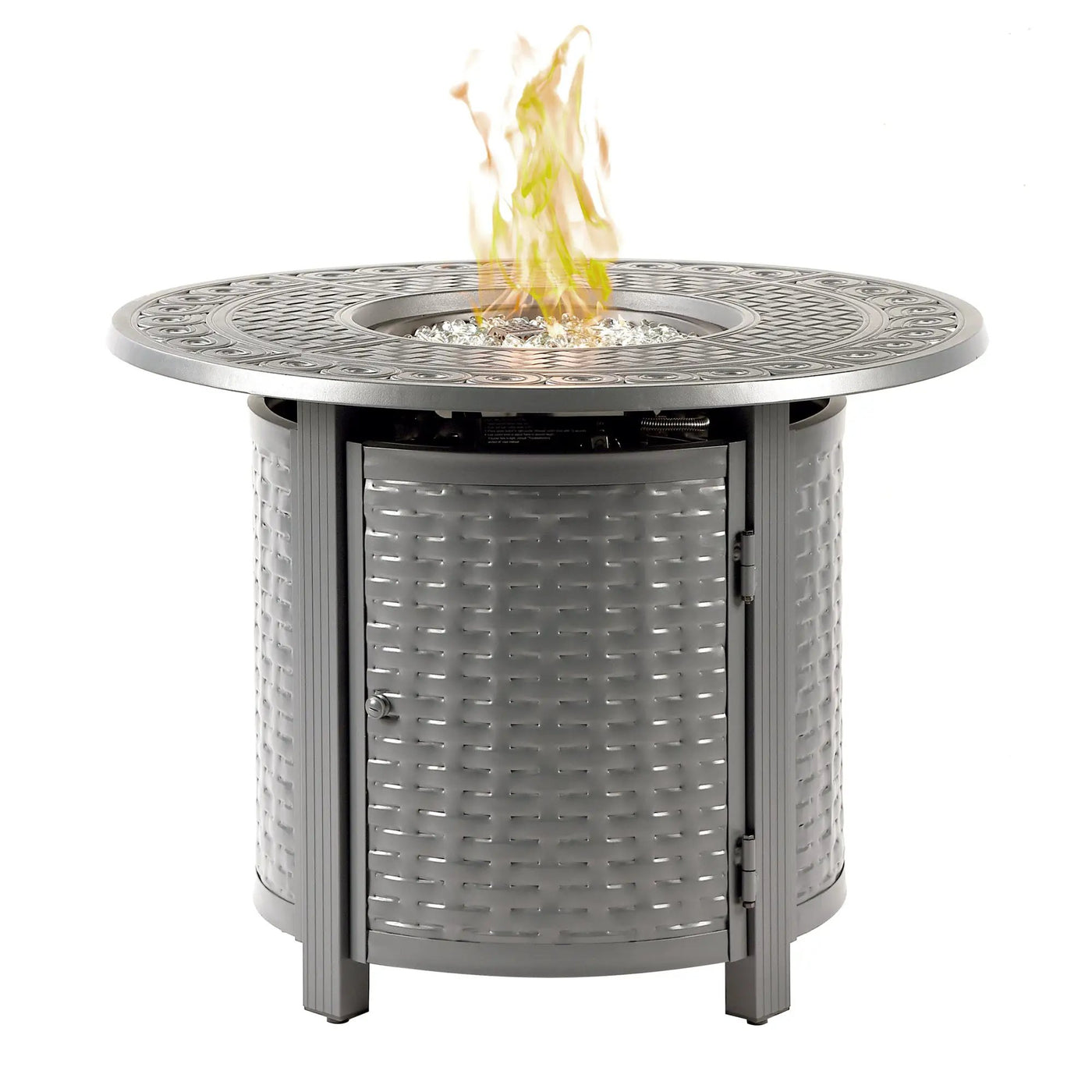 Aluminum 34-in Round Propane Fire Table with Beads, Covers and Lid by Sharicks