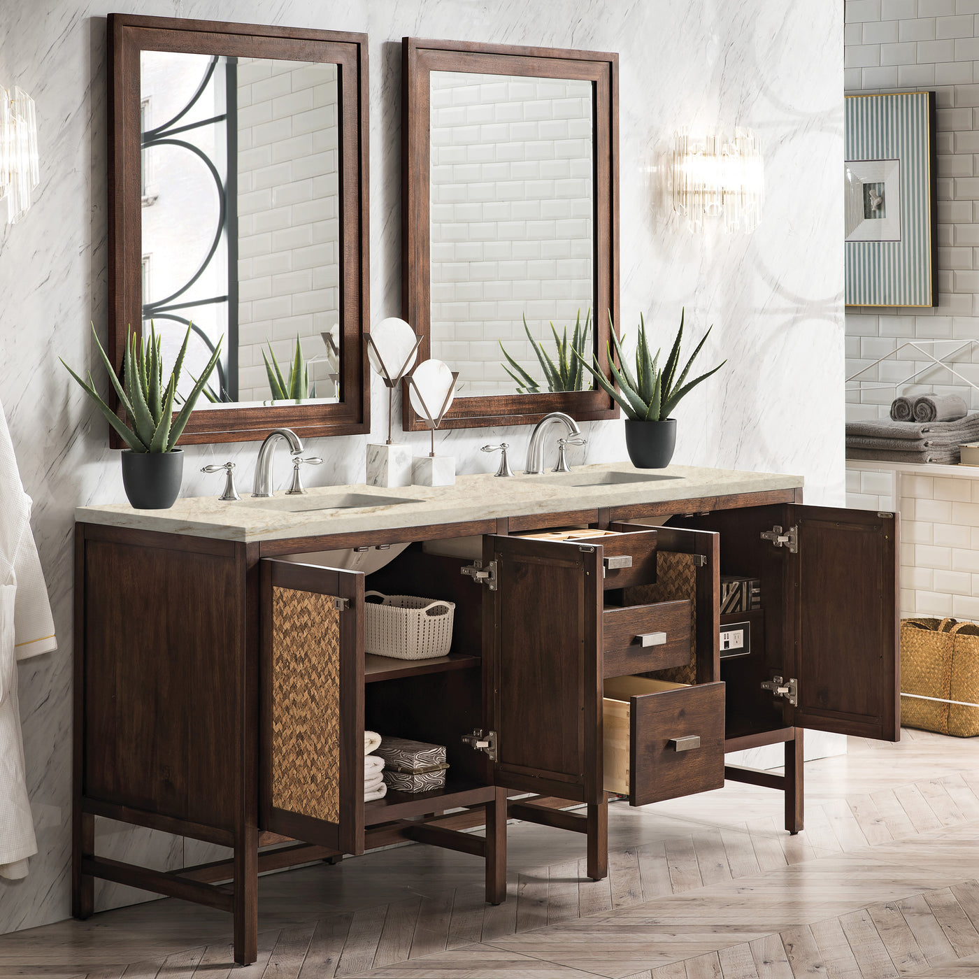James Martin Addison 72" Double Bathroom Vanity, Mid-Century Acacia, view 35