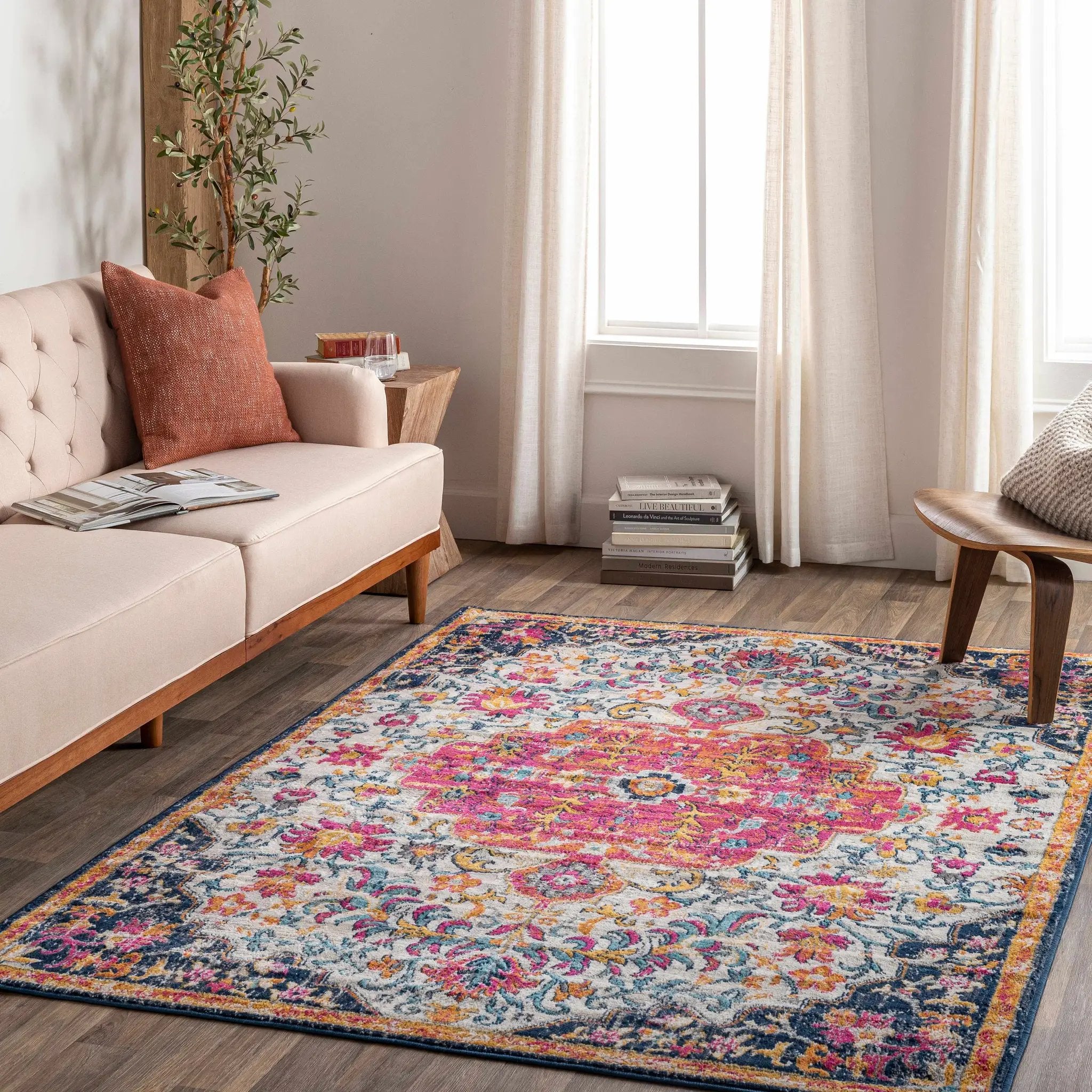 Kialla Magenta & Burnt Orange Area Rug by Boutique Rugs