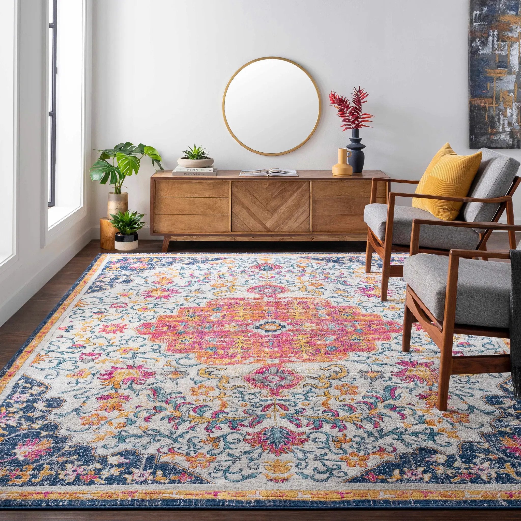 Kialla Magenta & Burnt Orange Area Rug by Boutique Rugs