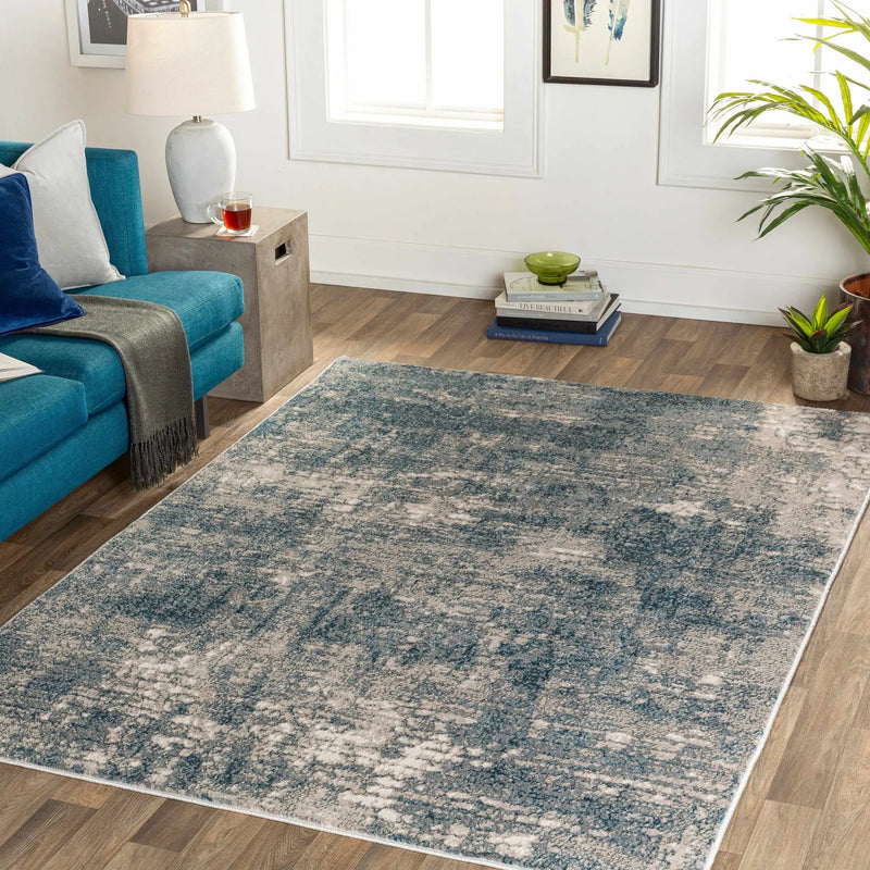 Kiblawan Teal Abstract Area Rug - Clearance by Boutique Rugs