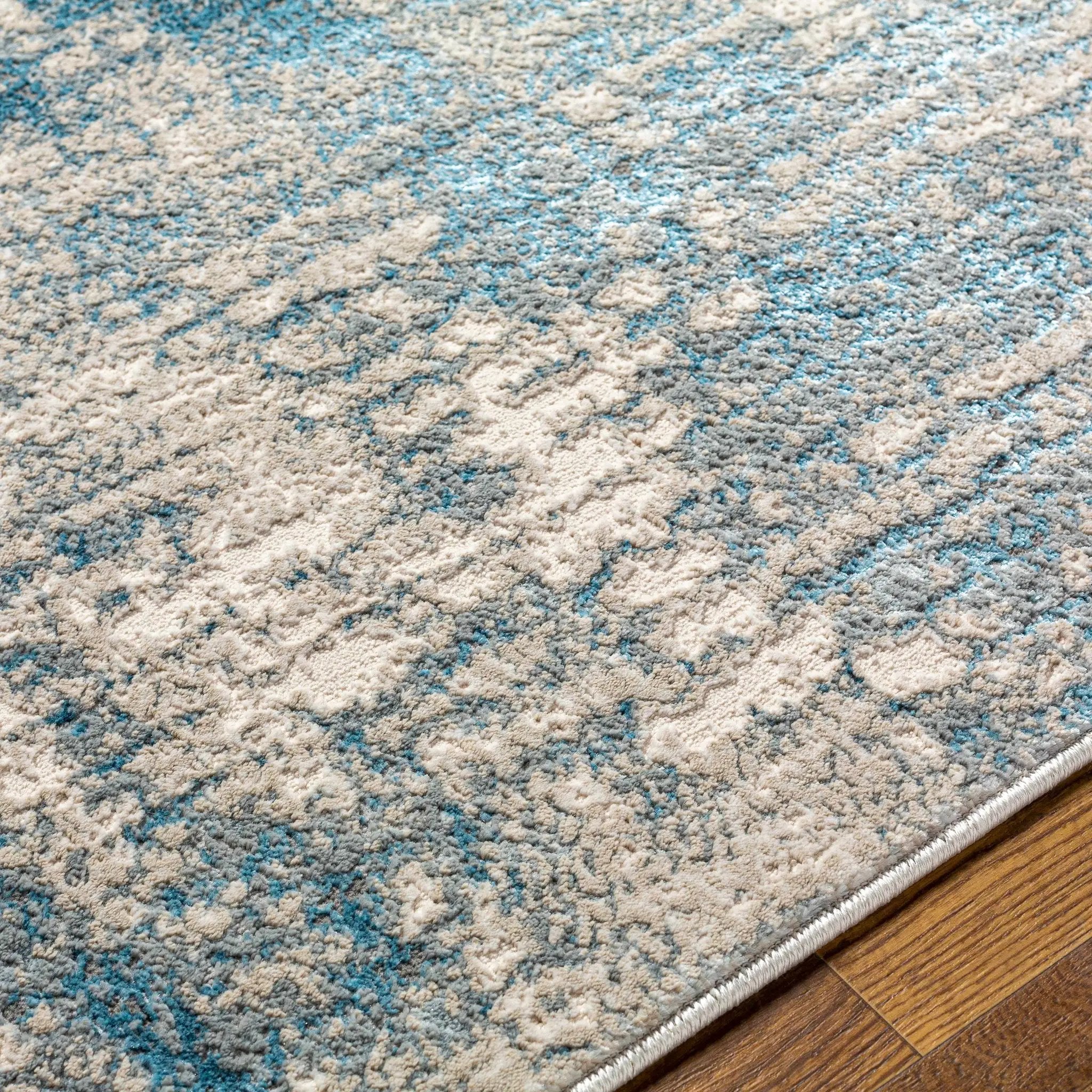 Kiblawan Teal Abstract Area Rug - Clearance by Boutique Rugs