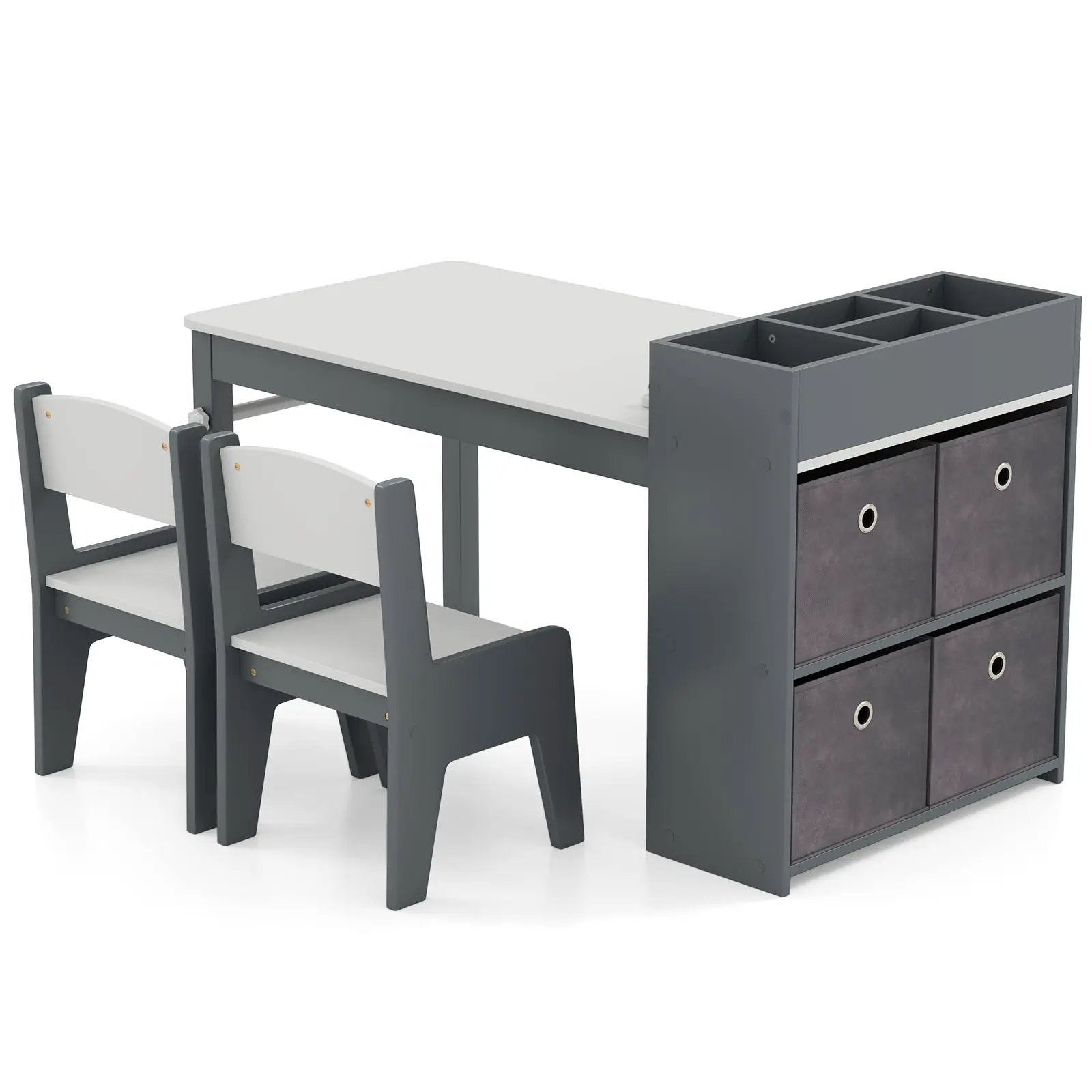 Kids Art Table and Chairs Set with 2 Chairs and Paper Roll by DirectDeals