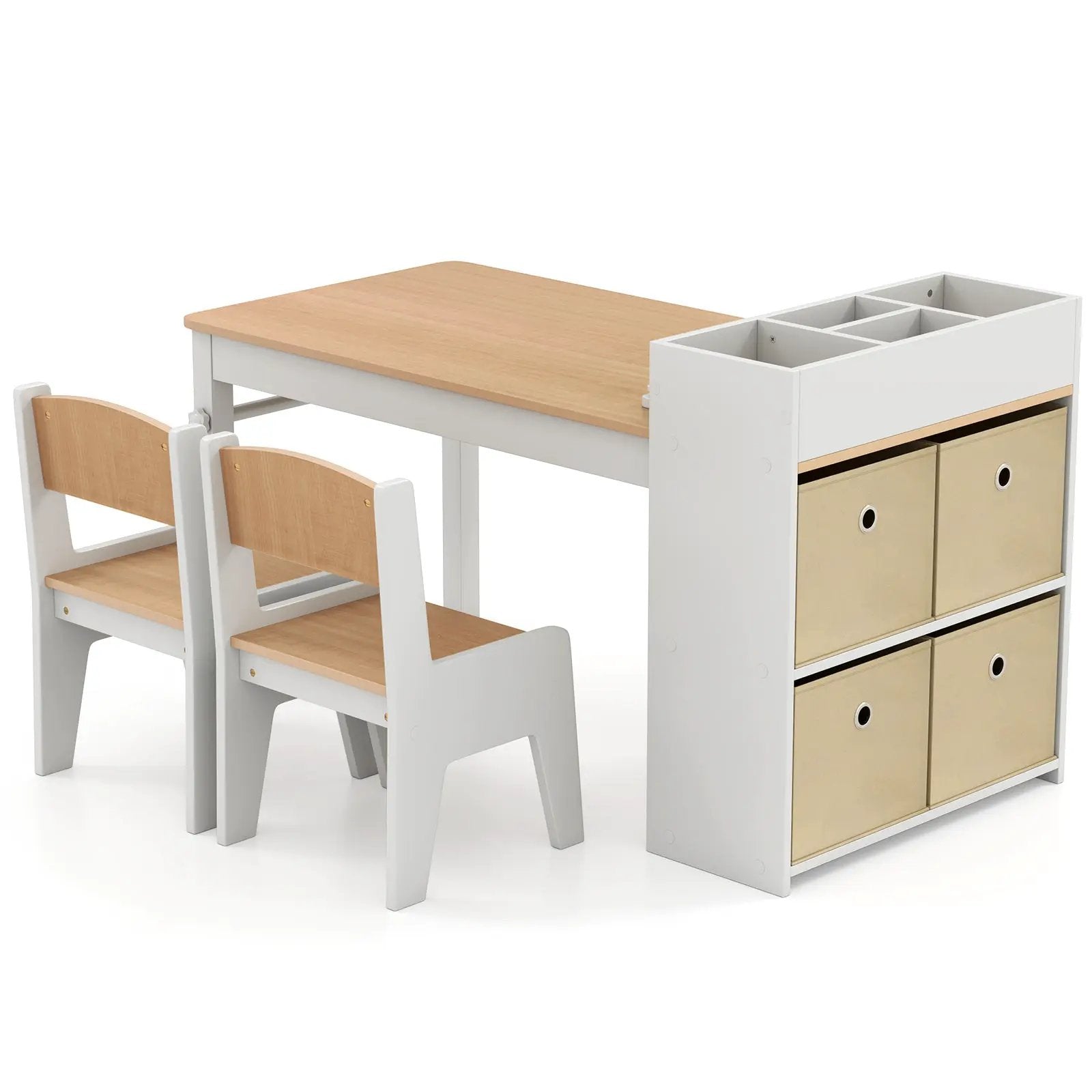 Kids Art Table and Chairs Set with 2 Chairs and Paper Roll by DirectDeals