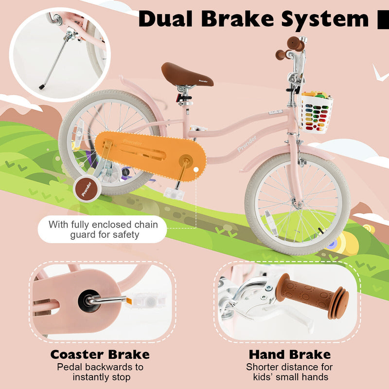 Children Bicycle with Front Handbrake and Rear Coaster Brake-Pink, photo 5 of 8