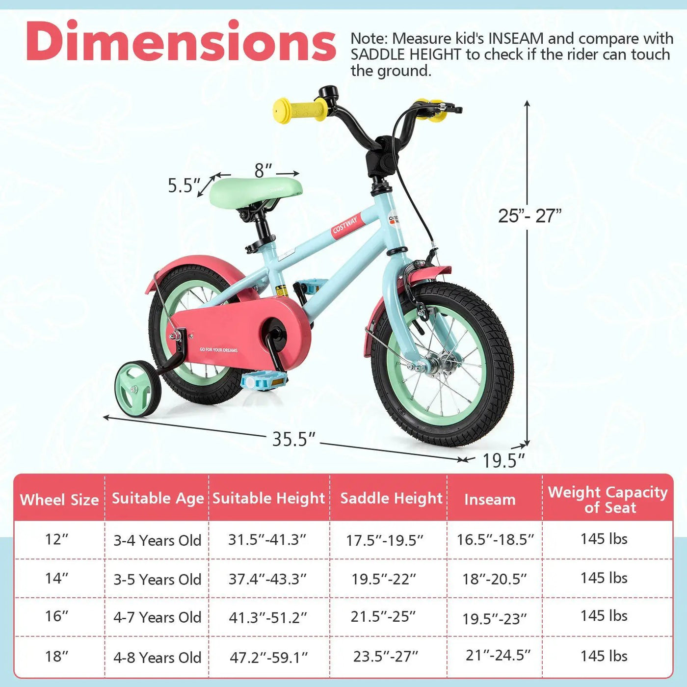 Kids Bike with Adjustable Handlebar and Saddle Blue by DirectDeals