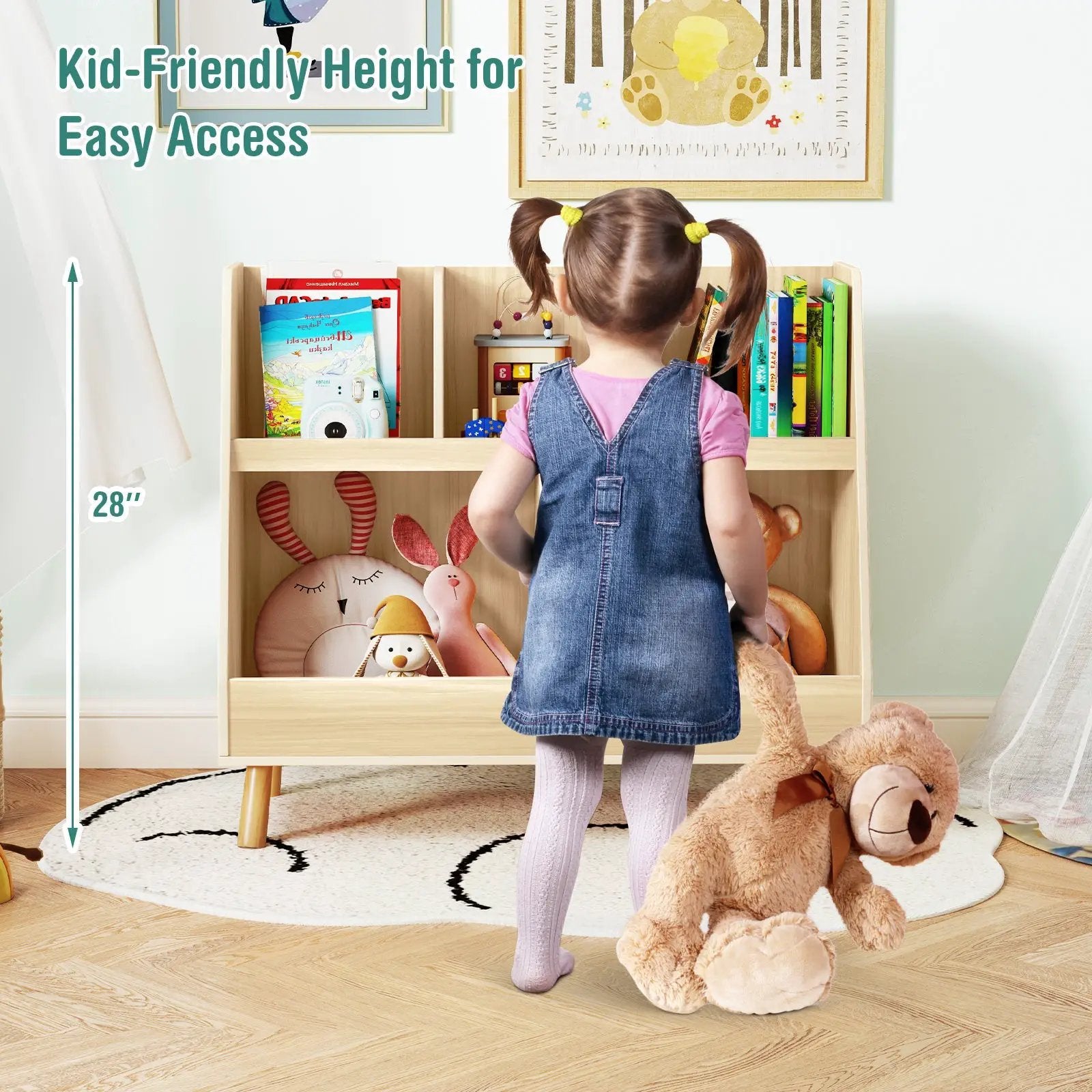 5-Cube Kids Bookshelf and Toy Organizer with Anti-Tipping Kits by DirectDeals