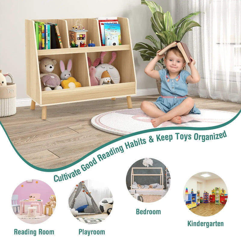 5-Cube Kids Bookshelf and Toy Organizer with Anti-Tipping Kits by DirectDeals