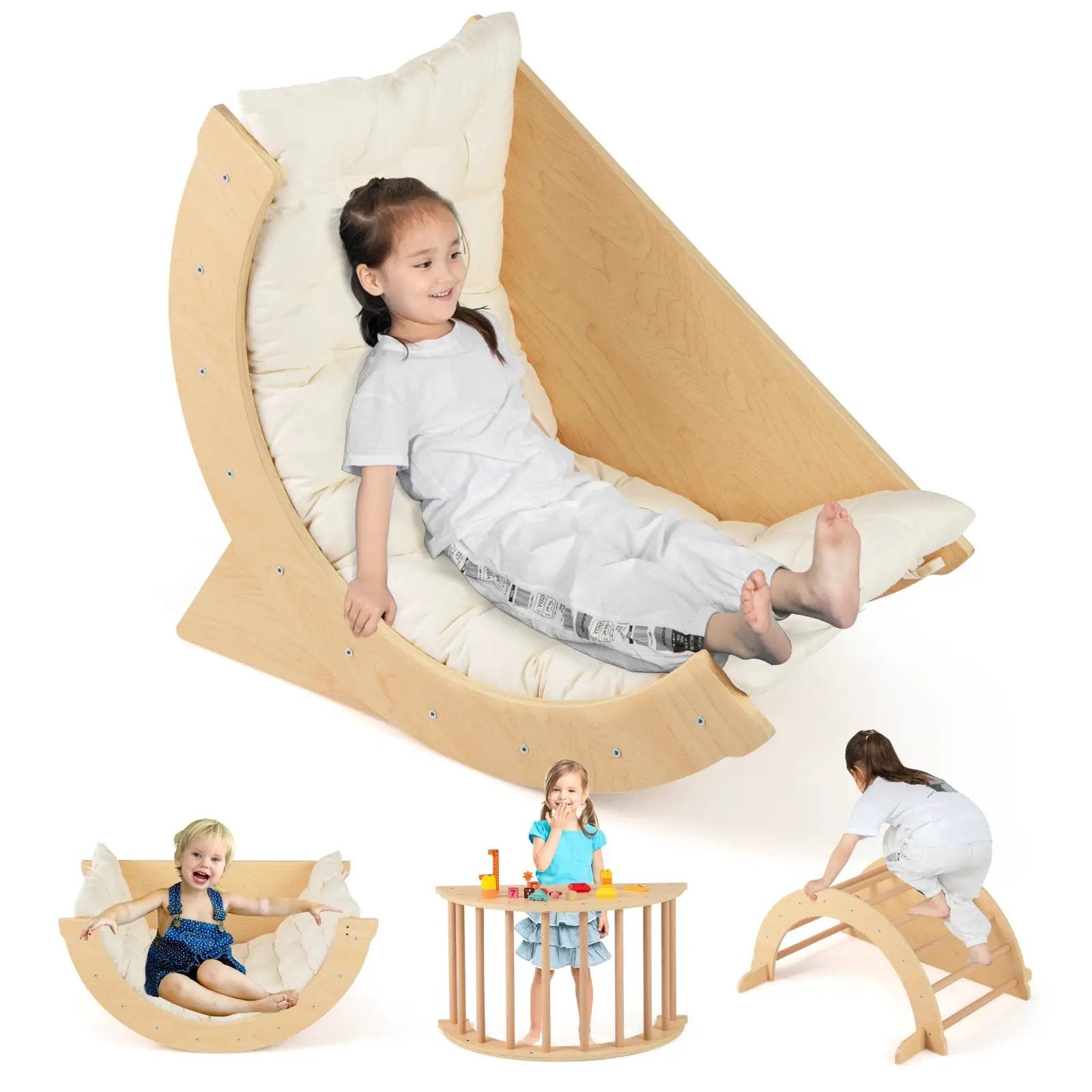 Kids Climbing Arch with Cushion Montessori Arch Climber/Rocker for Toddlers by DirectDeals