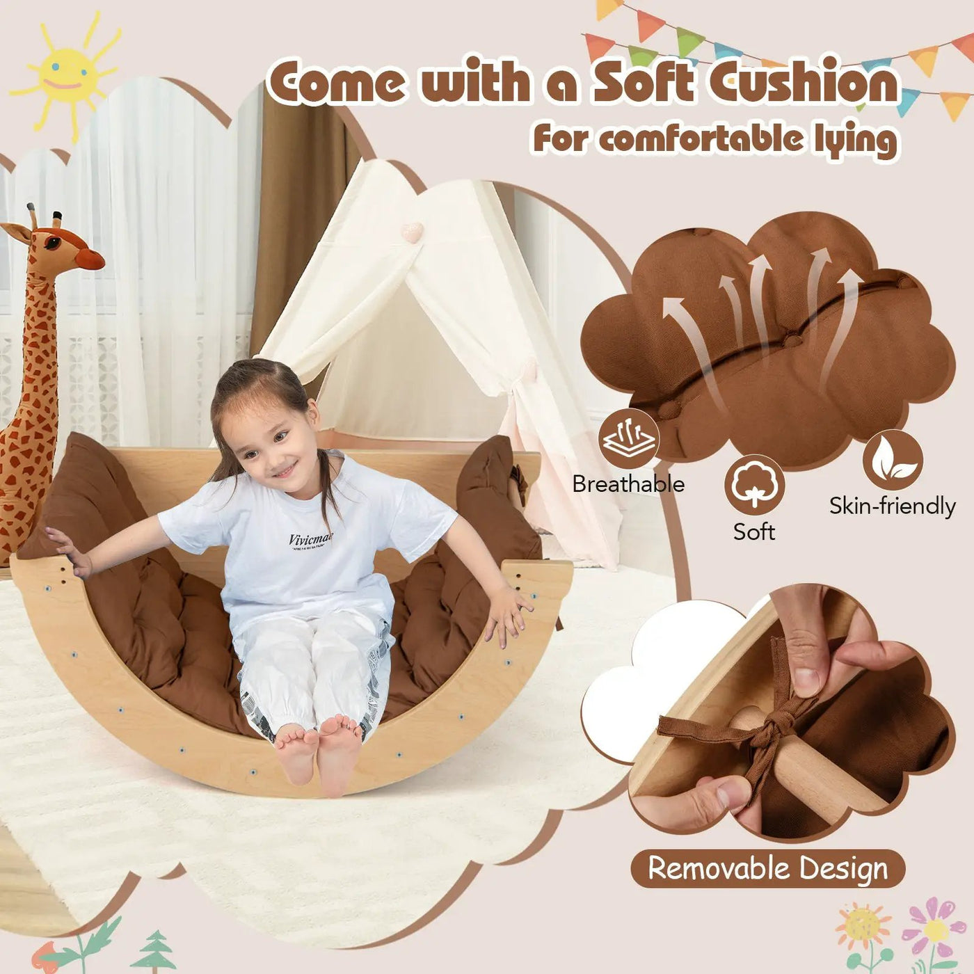 Kids Climbing Arch with Cushion Montessori Arch Climber/Rocker for Toddlers by DirectDeals