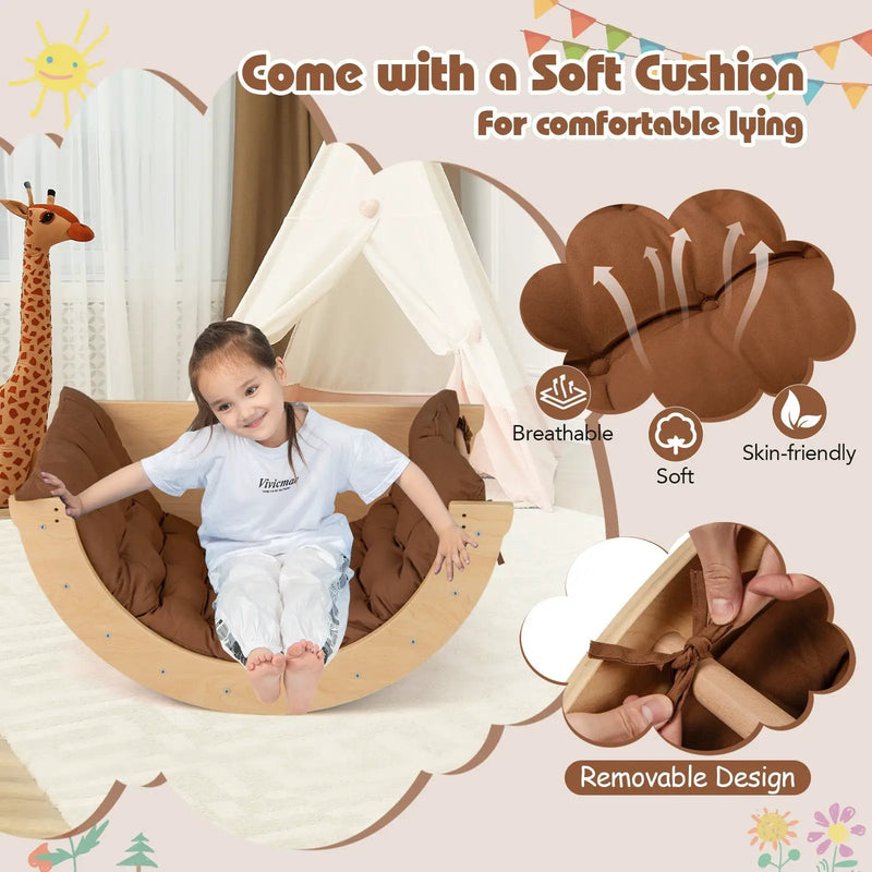 Kids Climbing Arch with Cushion Montessori Arch Climber/Rocker for Toddlers by DirectDeals