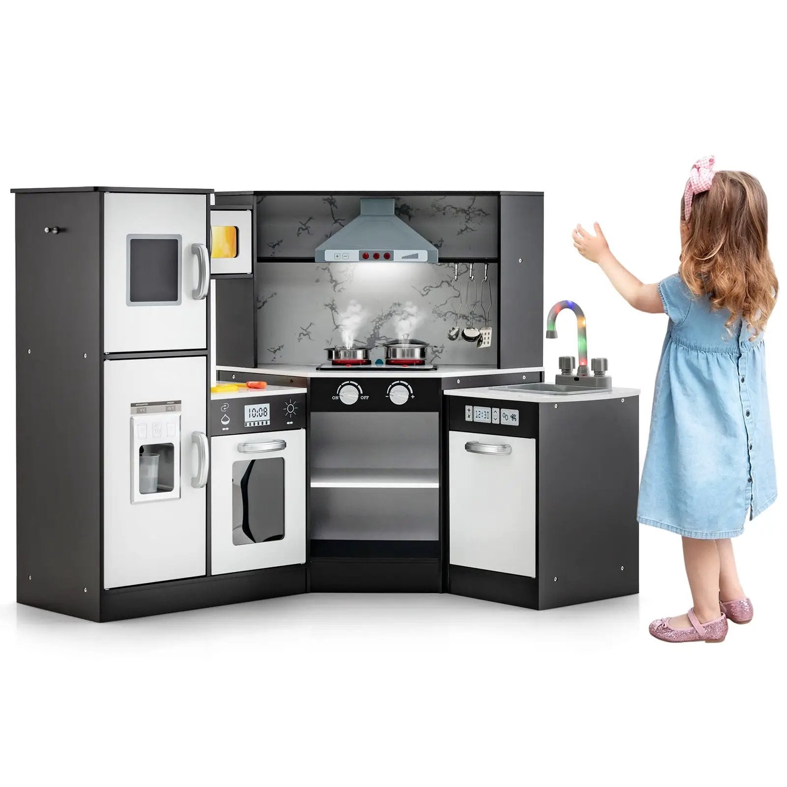 Kids Corner Pretend Kitchen Playset with Separated Washing Basin by DirectDeals