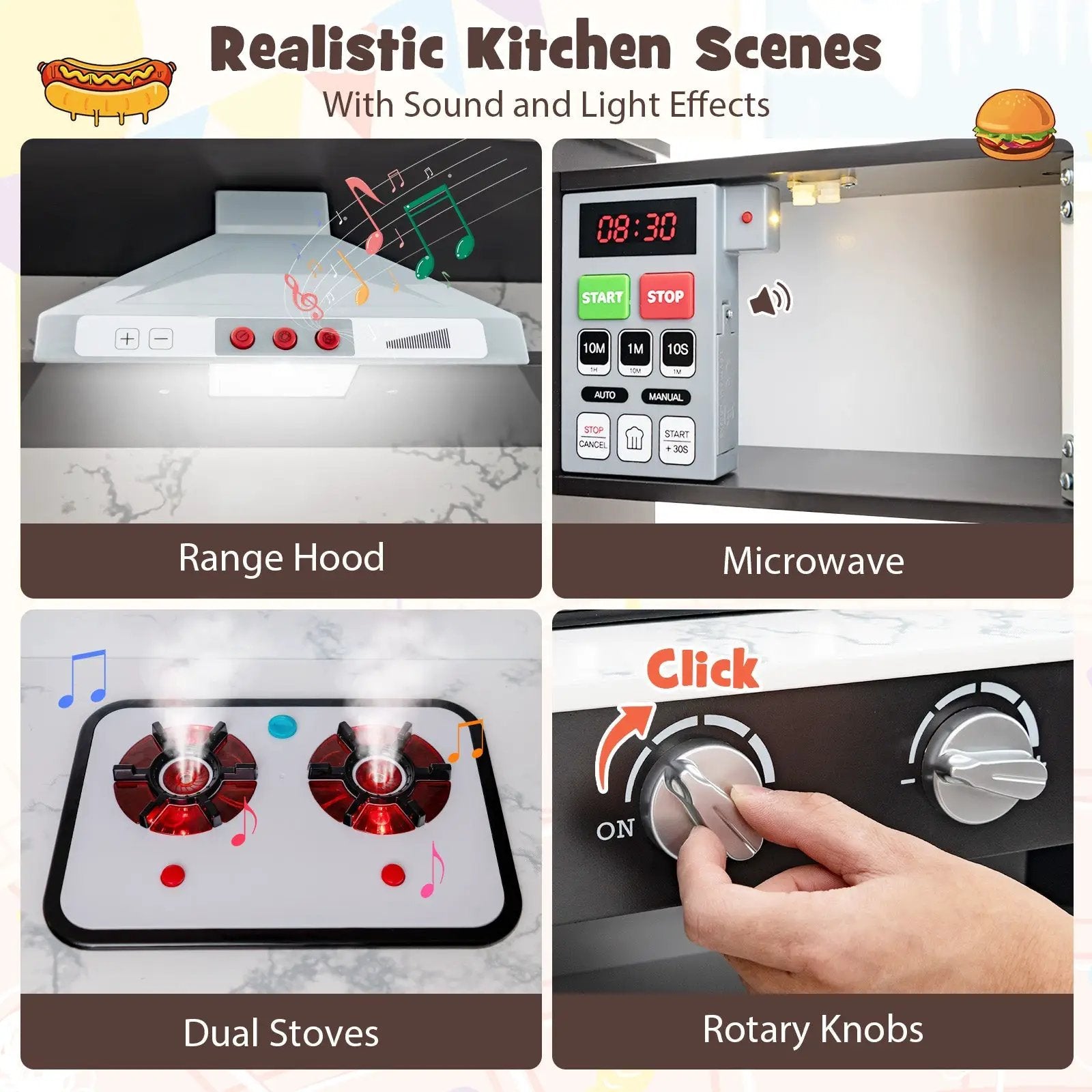 Kids Corner Pretend Kitchen Playset with Separated Washing Basin by DirectDeals