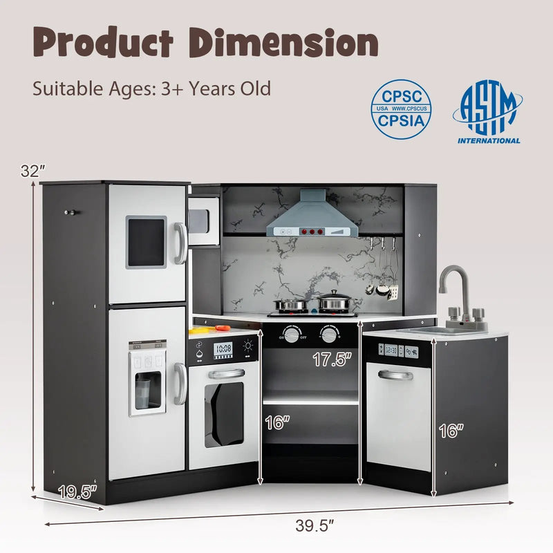 Kids Corner Pretend Kitchen Playset with Separated Washing Basin by DirectDeals