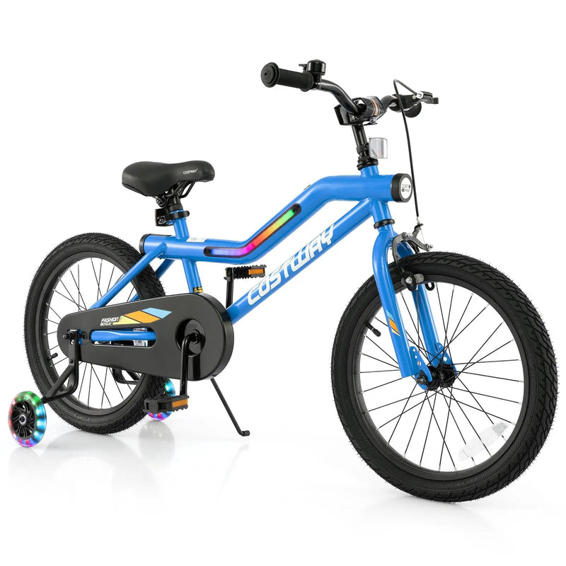 18 Inch Kids Bike LED Lighted Adjustable with Training Wheels for 4-8 Years Old Kids-18 inches by DirectDeals