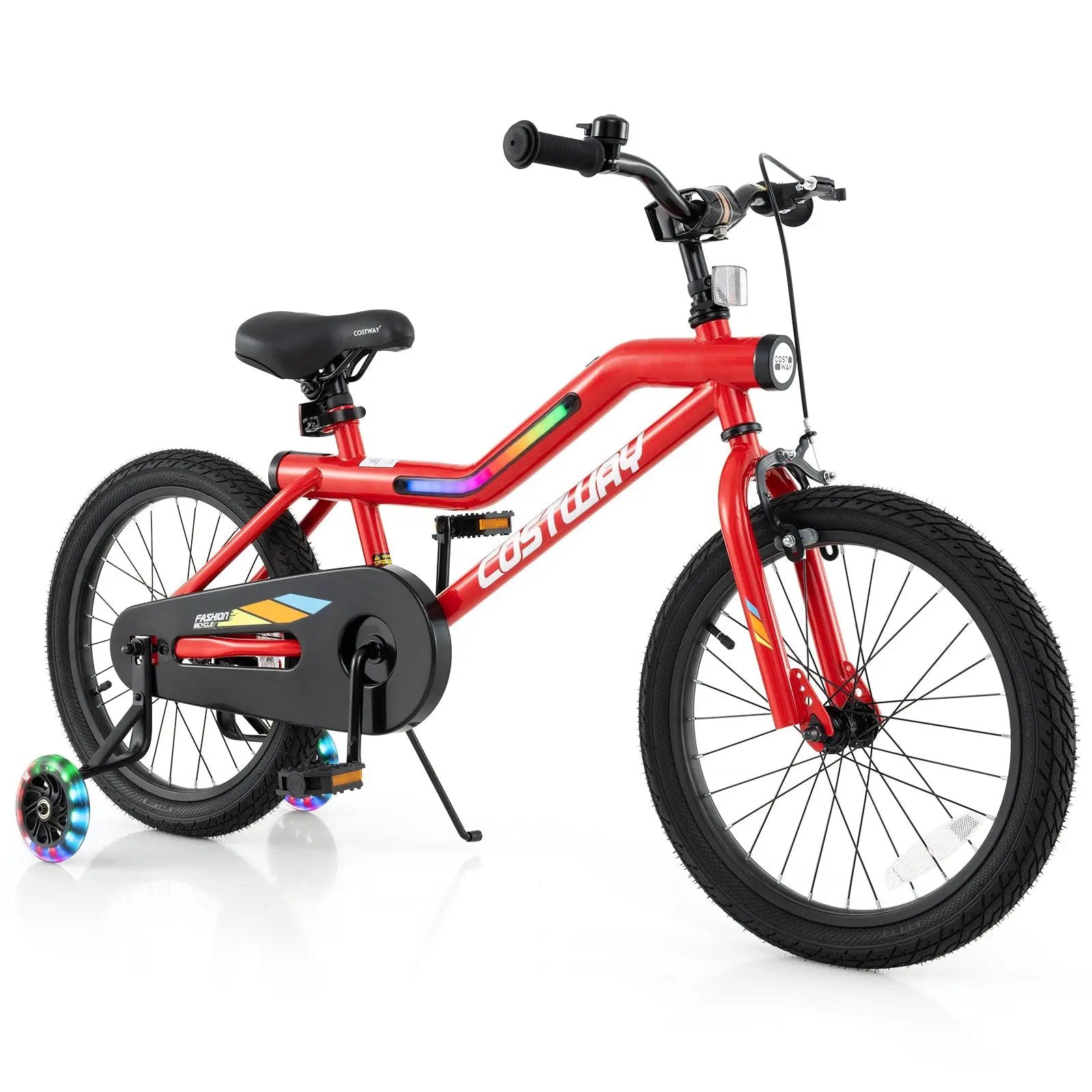 18 Inch Kids Bike with LED Lights Adjustable Carbon Steel Bicycle for 4-8 Years Old-18 inches by DirectDeals