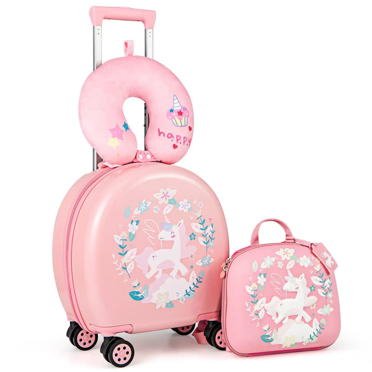 Kids Luggage Set with 14 Inches Carry-on Hardside Spinner Toddler Luggage and 10 Inches Backpack by DirectDeals