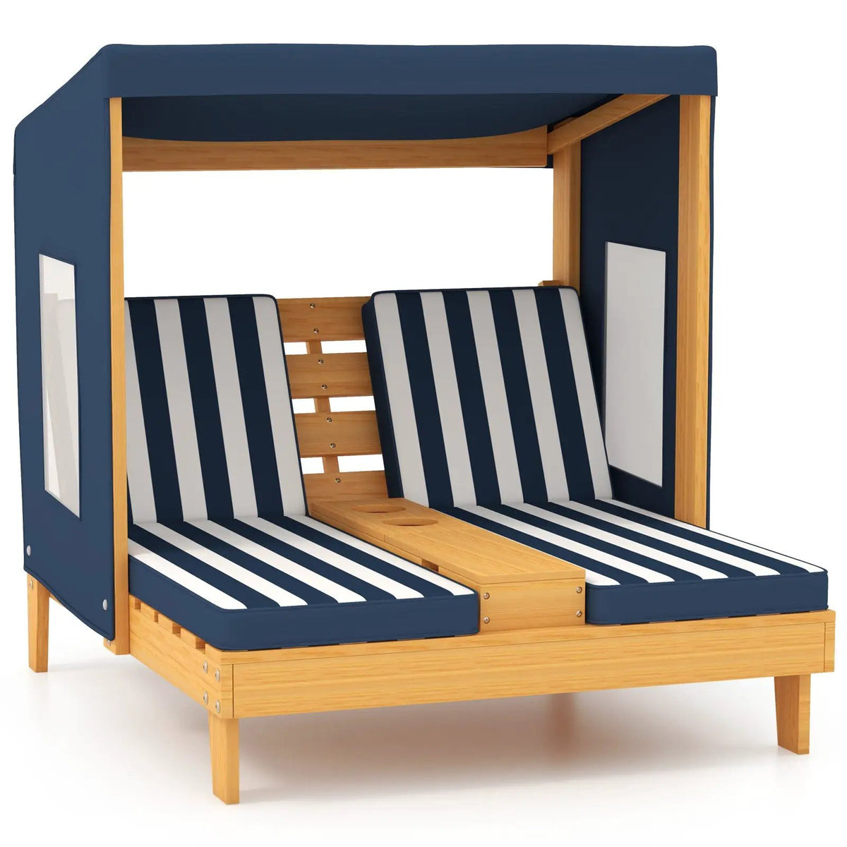 Kids Patio Lounge Chair with Cup Holders and Awning by DirectDeals