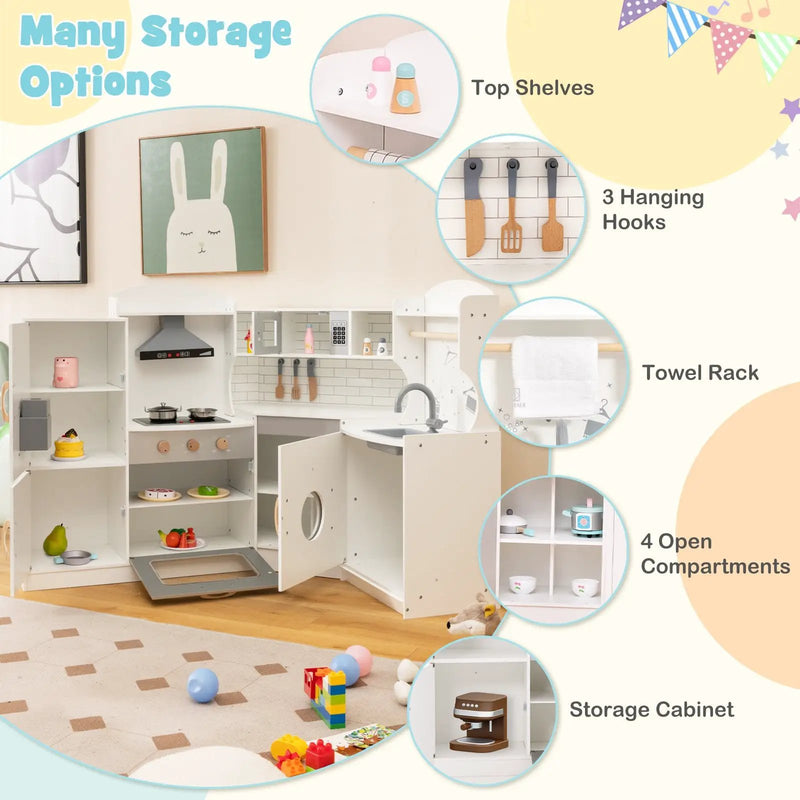 Corner Kids Play Kitchen with Washing Machine and Ice Maker Gift for Boys Girls by DirectDeals