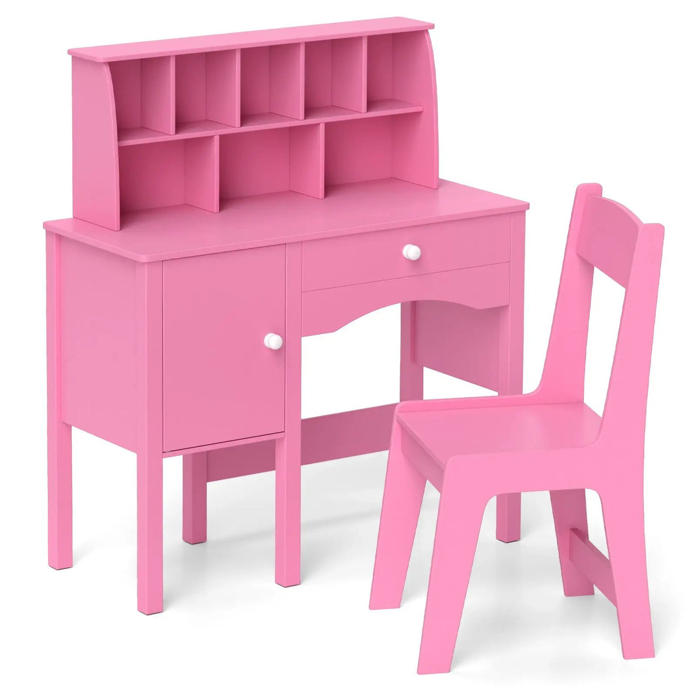 Kids Study Desk and Chair Set with Chair Hutch and Storage Cabinet for 3+ Years Old by DirectDeals