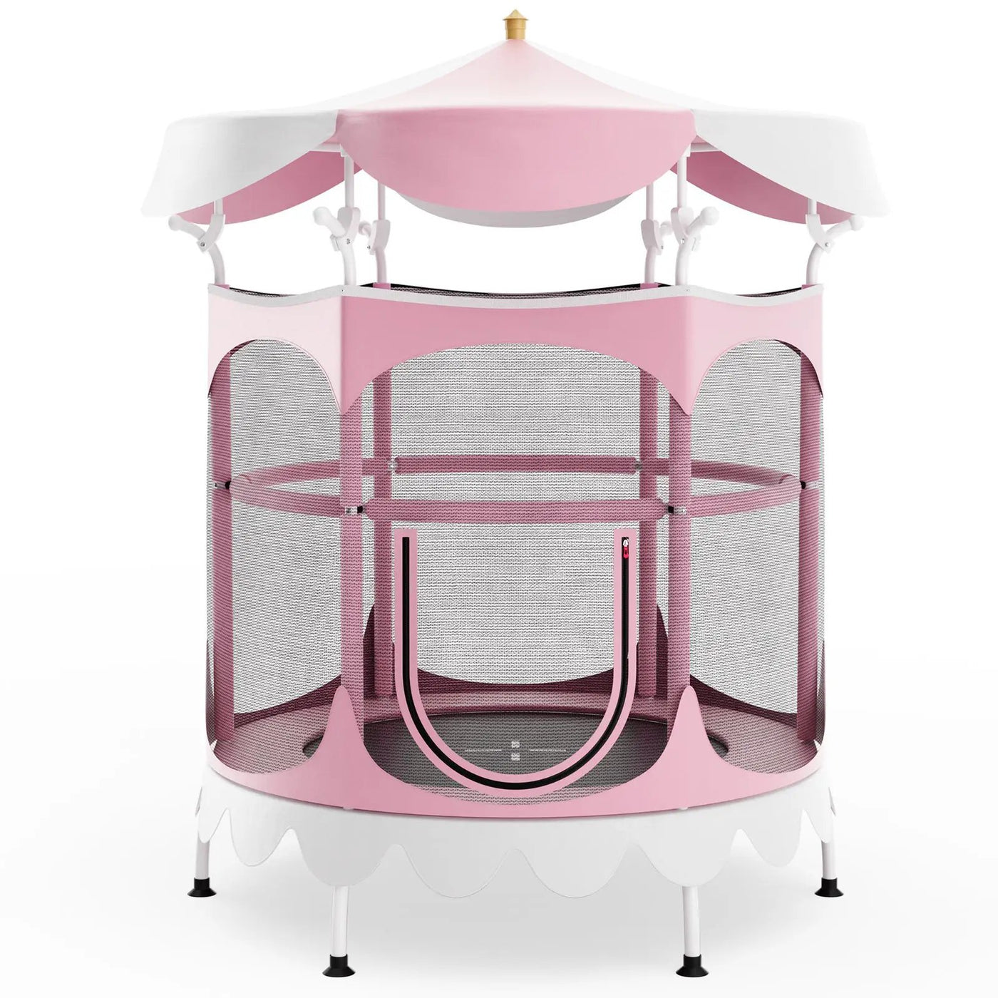 64 Inch Kids Trampoline with Detachable Canopy and Safety Enclosure Net by DirectDeals