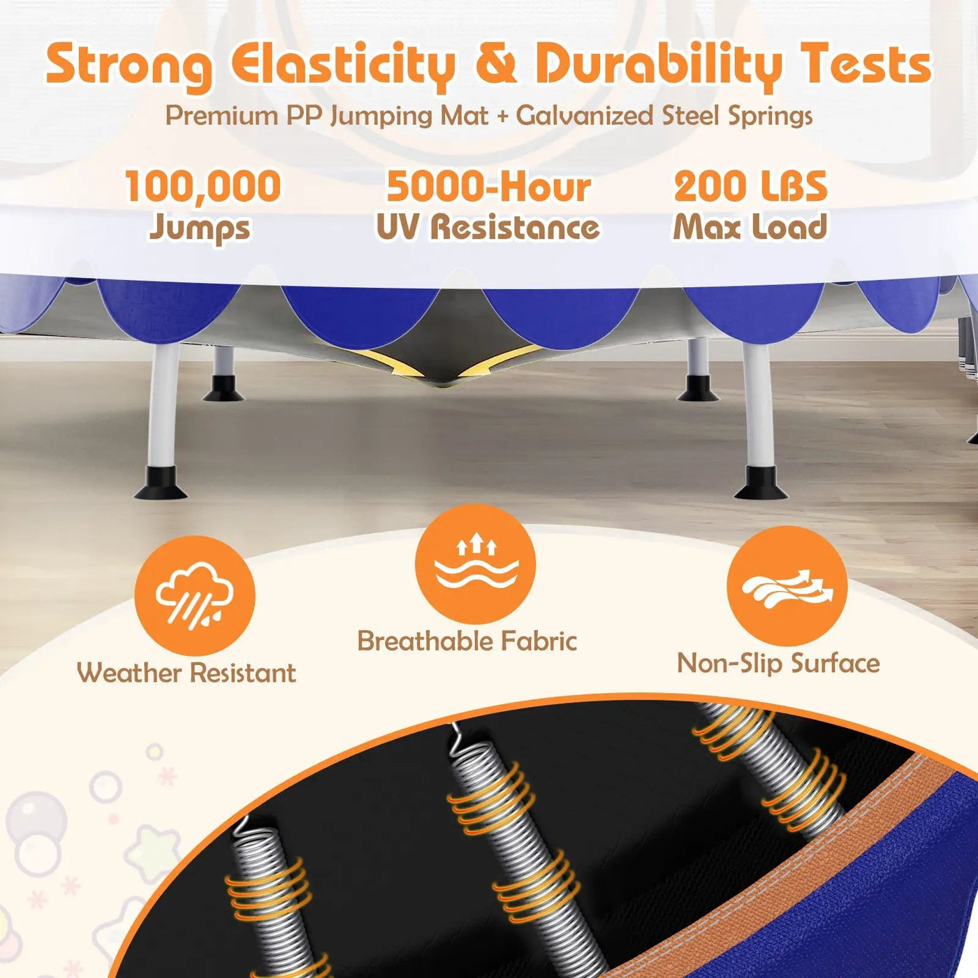 64 Inch Kids Trampoline with Detachable Canopy and Safety Enclosure Net by DirectDeals