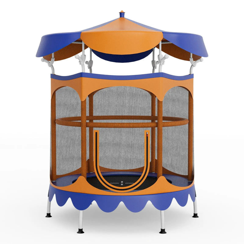 64 Inch Kids Trampoline with Detachable Canopy and Safety Enclosure Net by DirectDeals