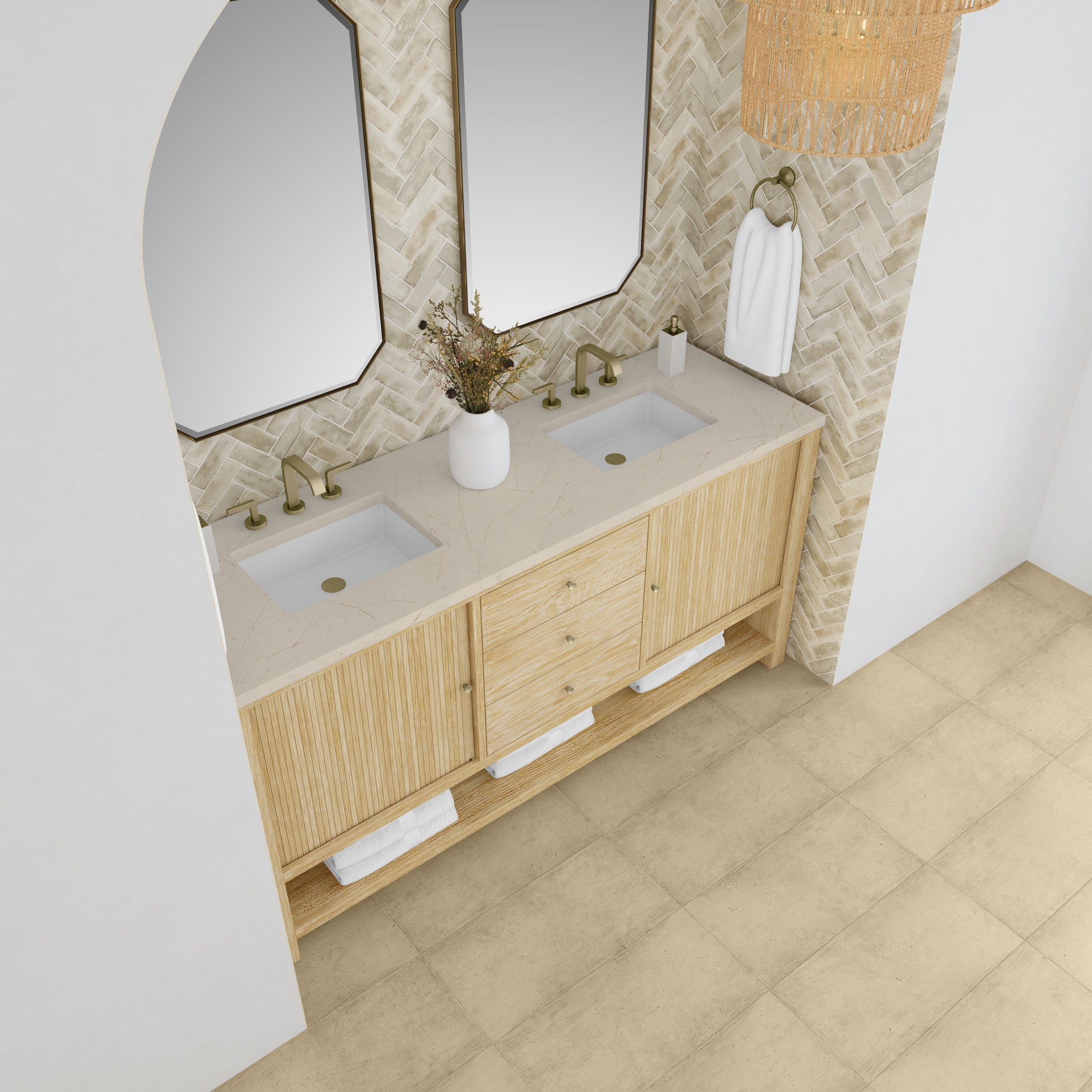 James Martin Marigot 72" Double Bathroom Vanity, Sunwashed Oak by James Martin
