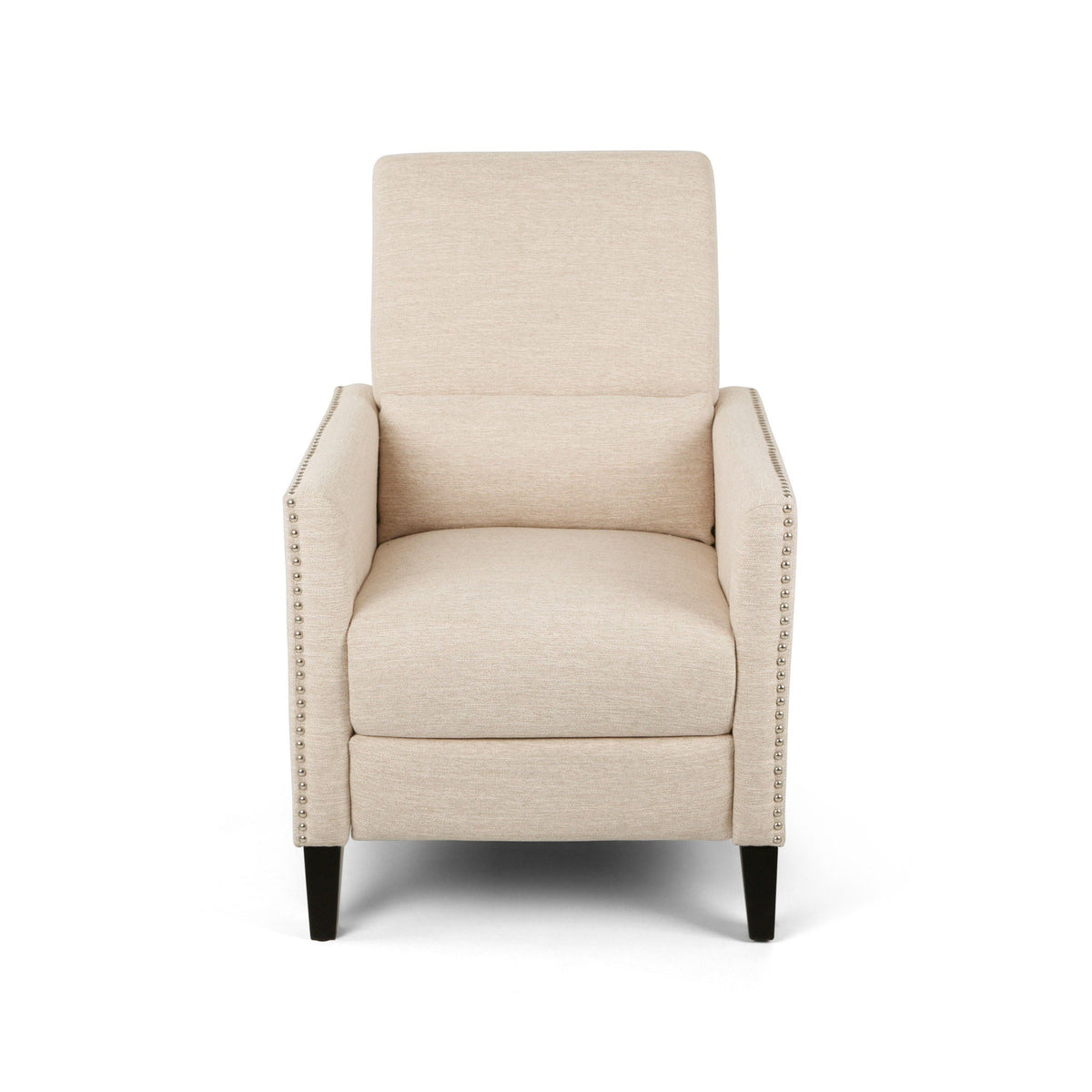 Kiersten Contemporary Fabric Pushback Recliner with Nailhead Trim - Gray, Light Blue, or Beige