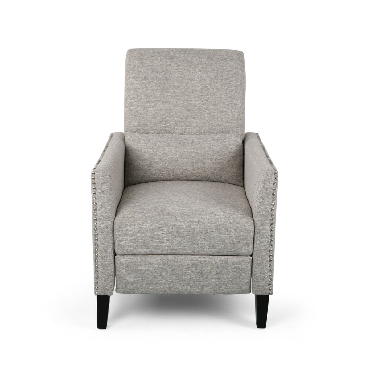 Kiersten Contemporary Fabric Pushback Recliner with Nailhead Trim - Gray, Light Blue, or Beige, photo 3 of 12