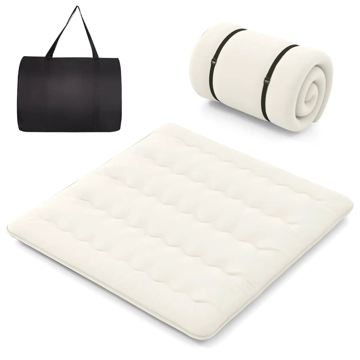 Queen/King/Twin/Full Futon Mattress Floor Sleeping Pad with Washable Cover Beige by DirectDeals