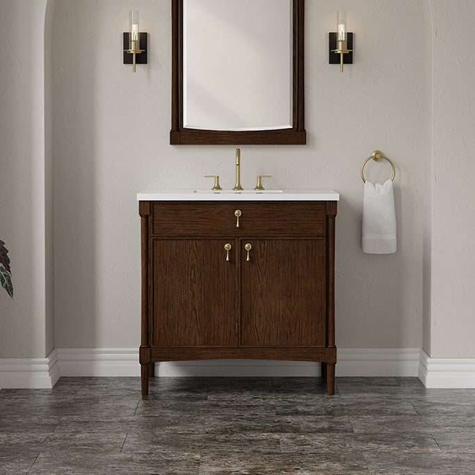 James Martin Kinnsden 36" Single Bathroom Vanity, Sable Oak, cabinet without a countertop