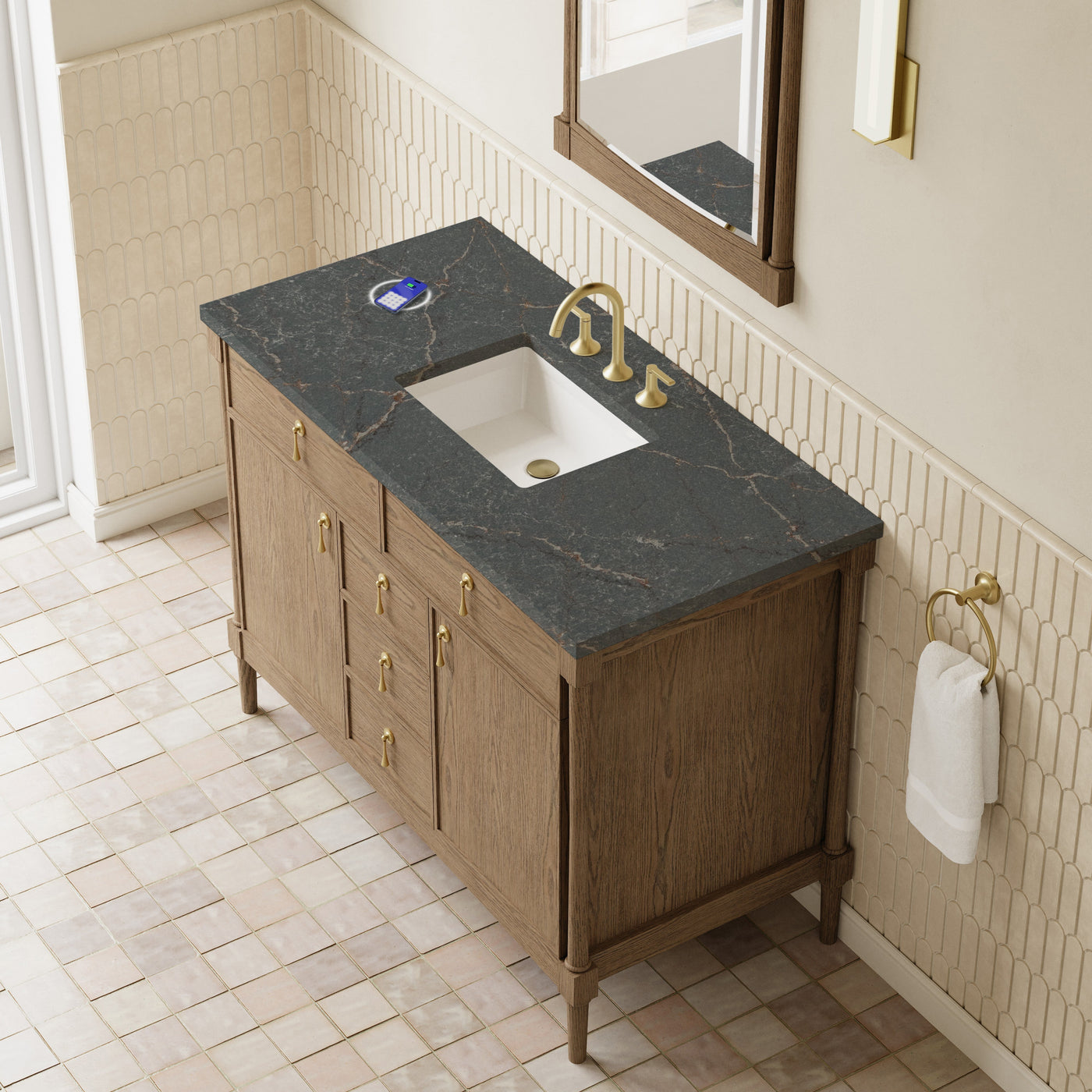James Martin Kinnsden 48" Single Bathroom Vanity, Weathered Oak by James Martin
