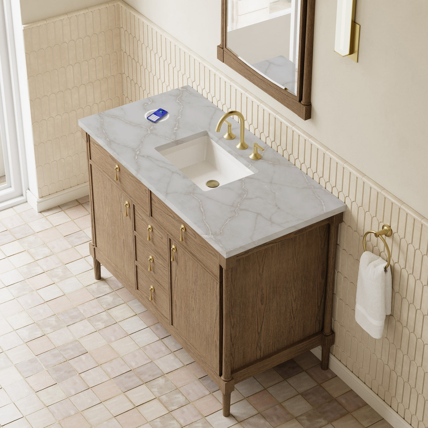 James Martin Kinnsden 48" Single Bathroom Vanity, Weathered Oak by James Martin