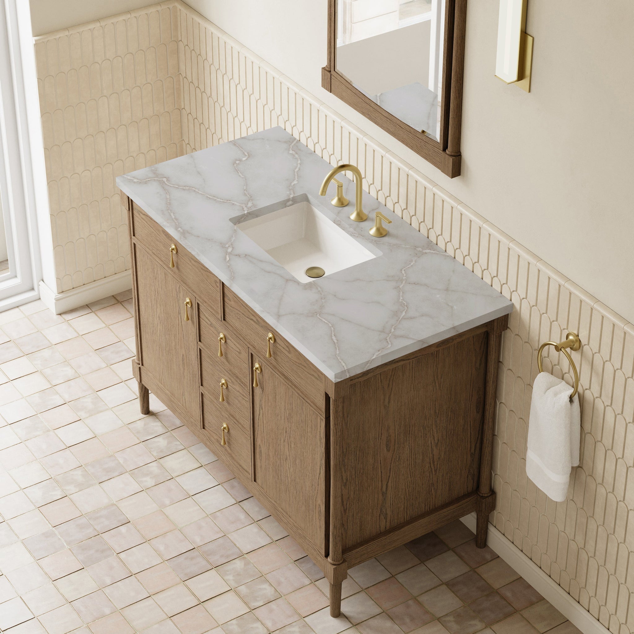 James Martin Kinnsden 48" Single Bathroom Vanity, Weathered Oak by James Martin