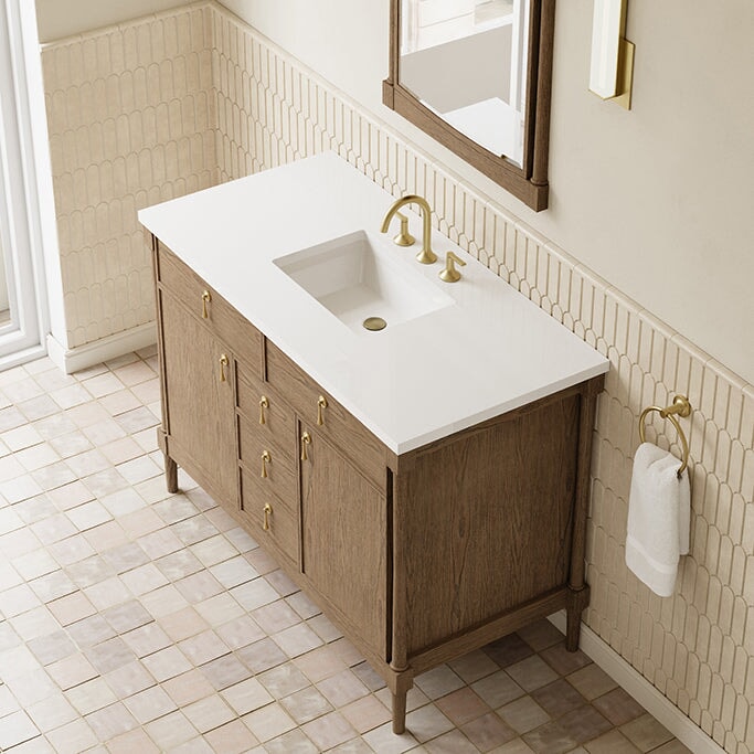 James Martin Kinnsden 48" Single Bathroom Vanity, Weathered Oak by James Martin
