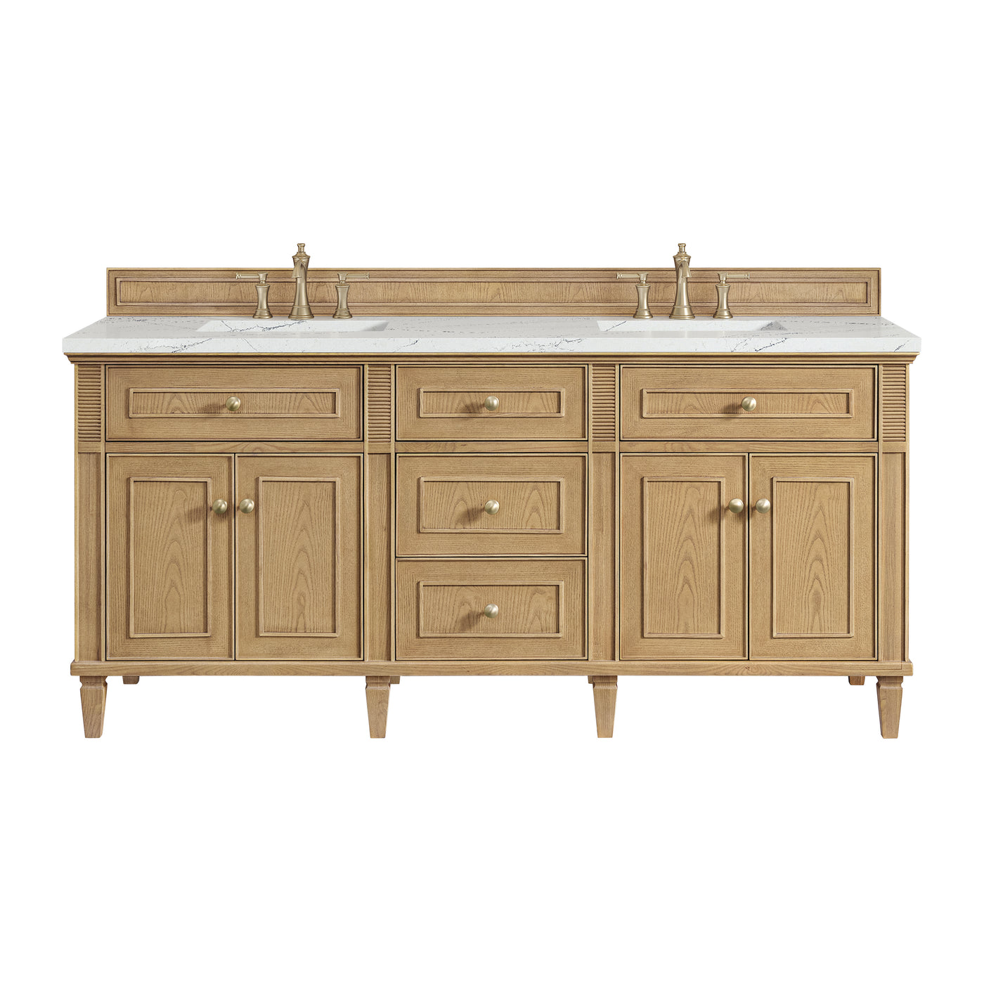 James Martin Lorelai 72" Double Bathroom Vanity, Light Natural Oak with Ethereal Noctis countertop