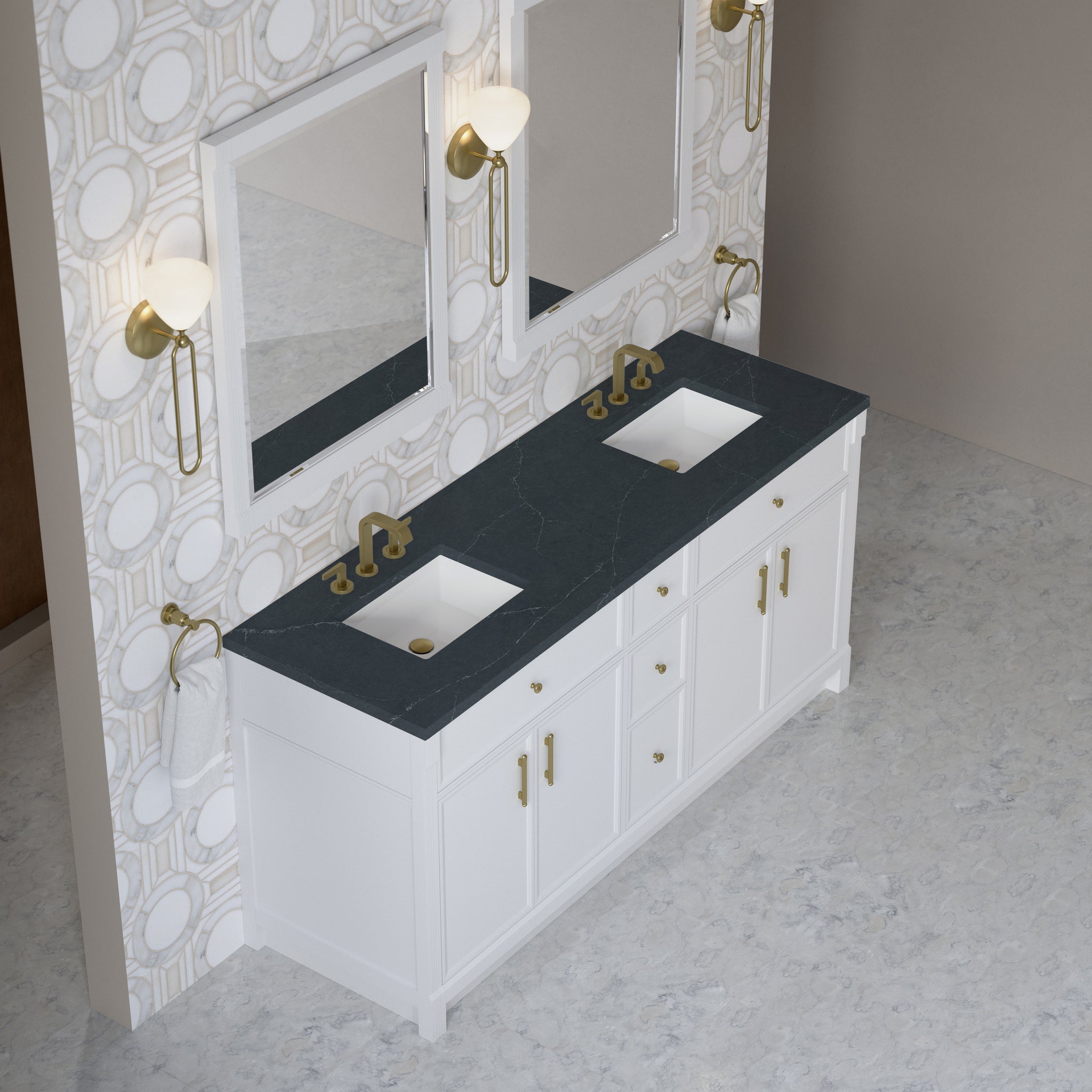 James Martin Bellshire 72" Double Bathroom Vanity, Bright White, view 37