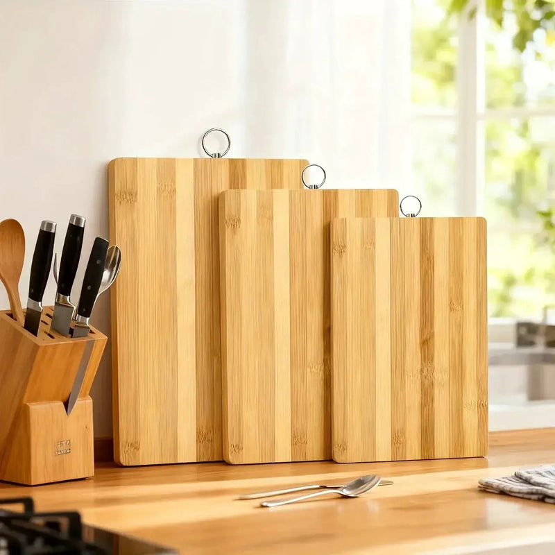 Kitchen large, medium and small cutting boards 3in 1 double-sided bamboo wood carbonized cutting board thickened | Rectangular fruit and vegetable cutting board knife board chopping board, Meal Preparation, Rectangular Design by House Of Avana