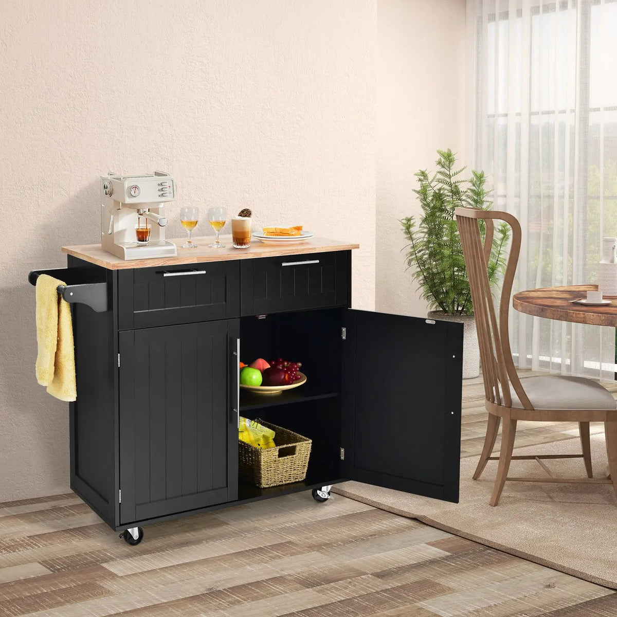 Heavy Duty Rolling Kitchen Cart with Tower Holder and Drawer by DirectDeals