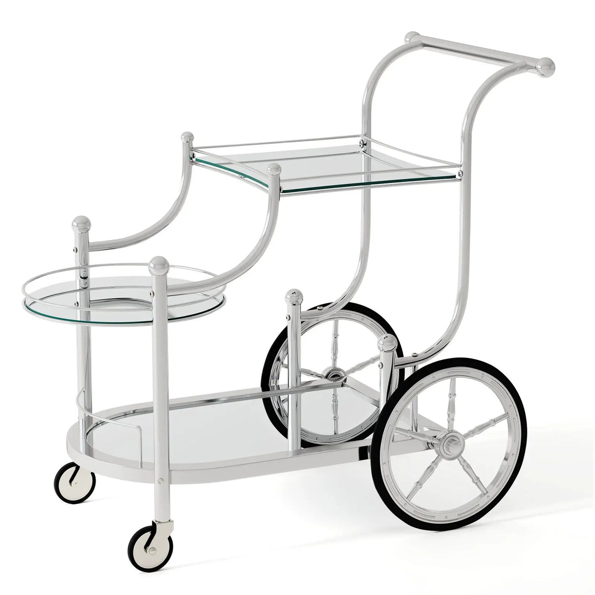 3-Tier Home Bar Serving Cart on Wheels with Mirrored Shelves by DirectDeals