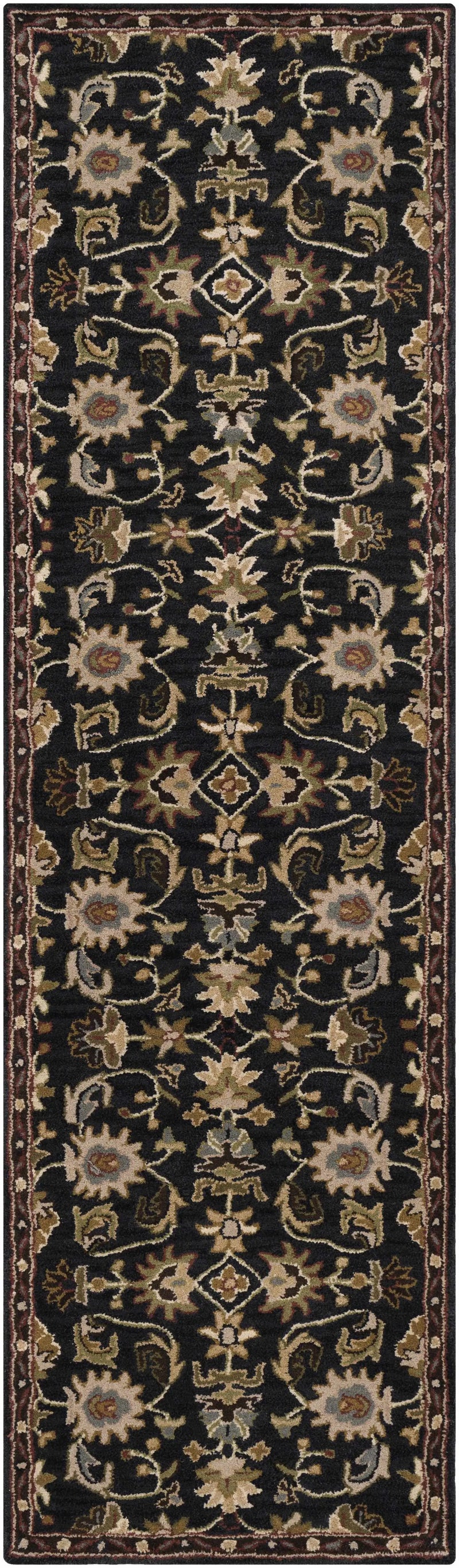 Kittredge Floral Black Wool Rug by Boutique Rugs