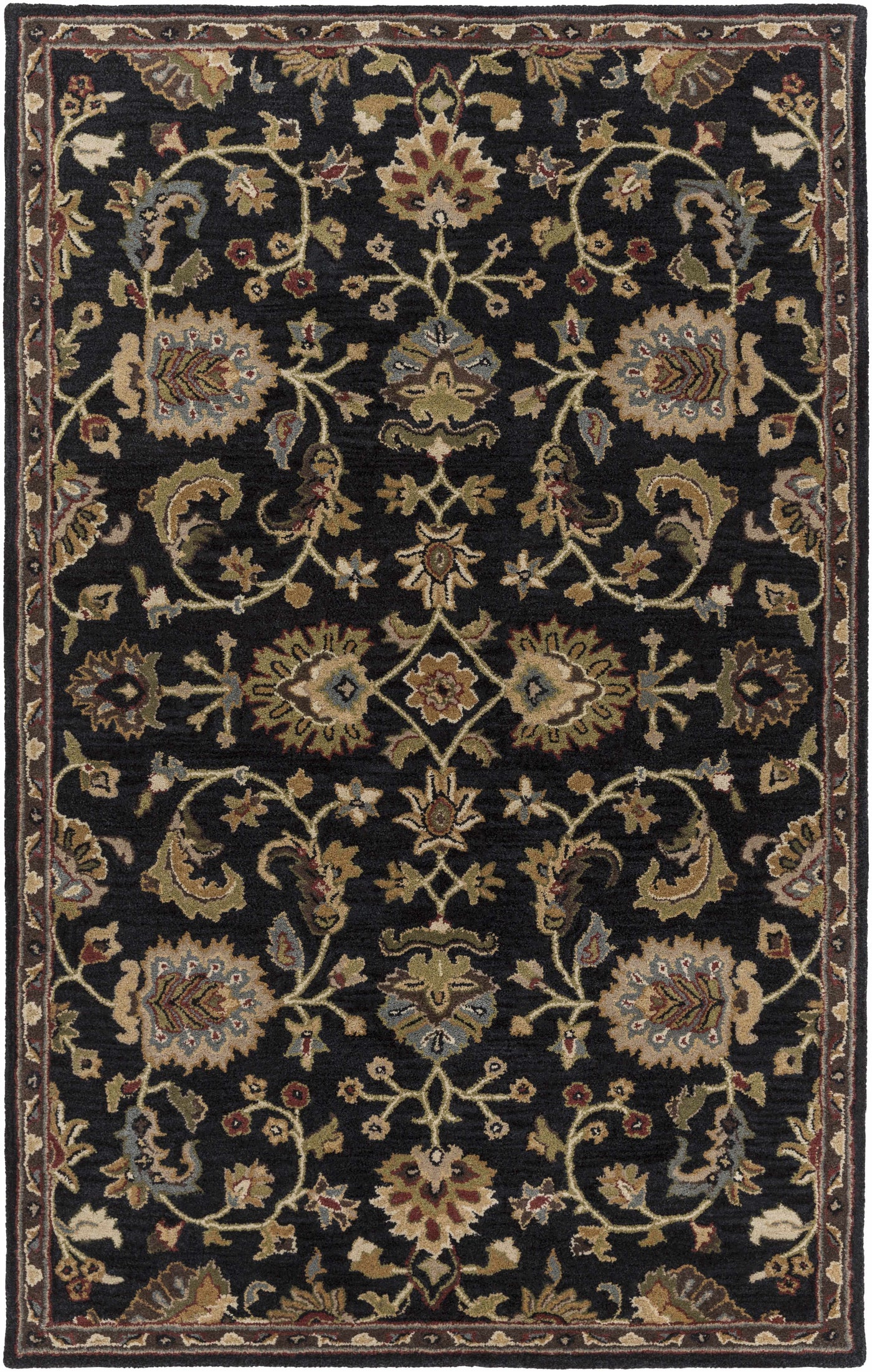 Kittredge Floral Black Wool Rug by Boutique Rugs