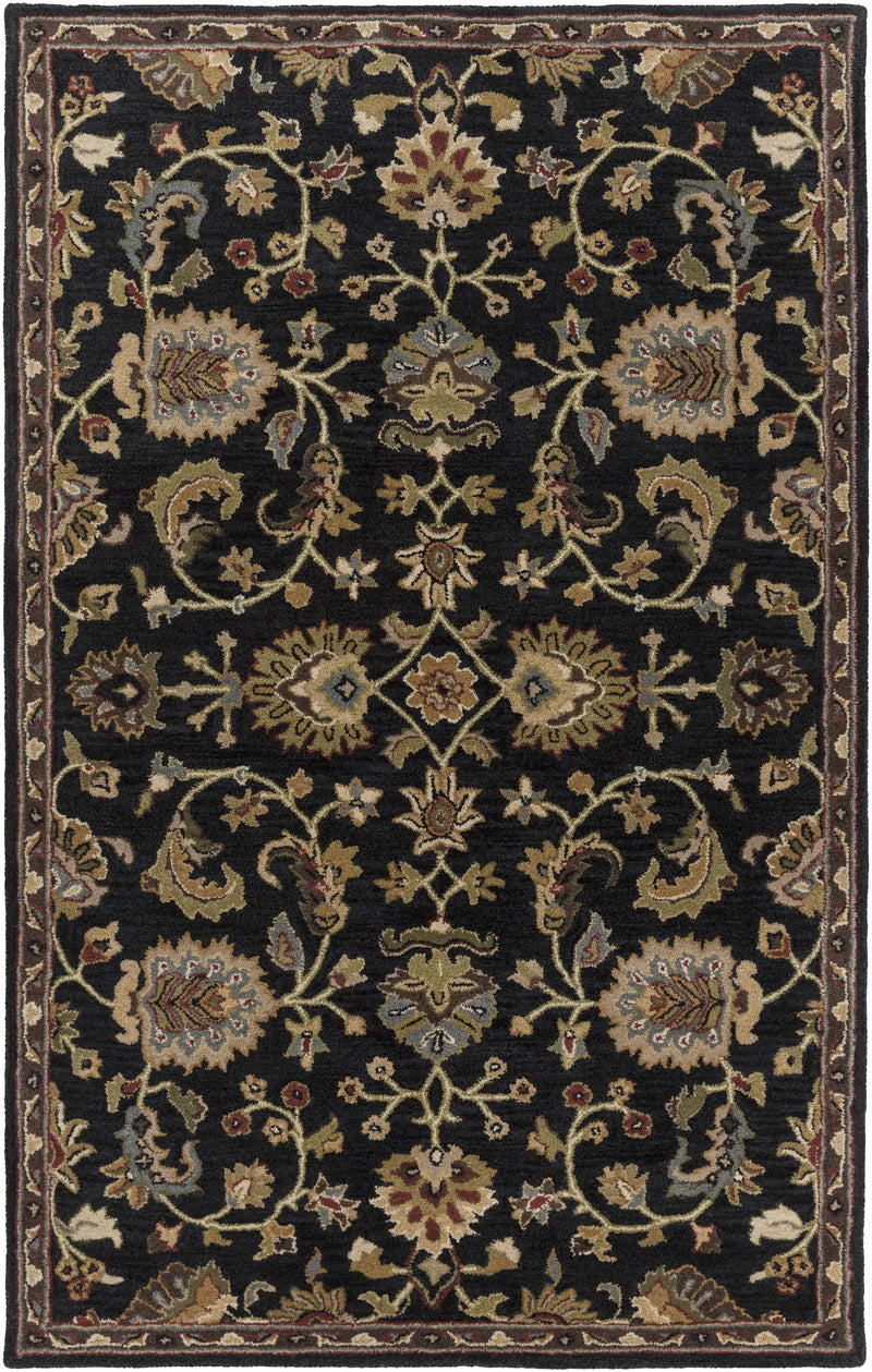 Kittredge Floral Black Wool Rug by Boutique Rugs
