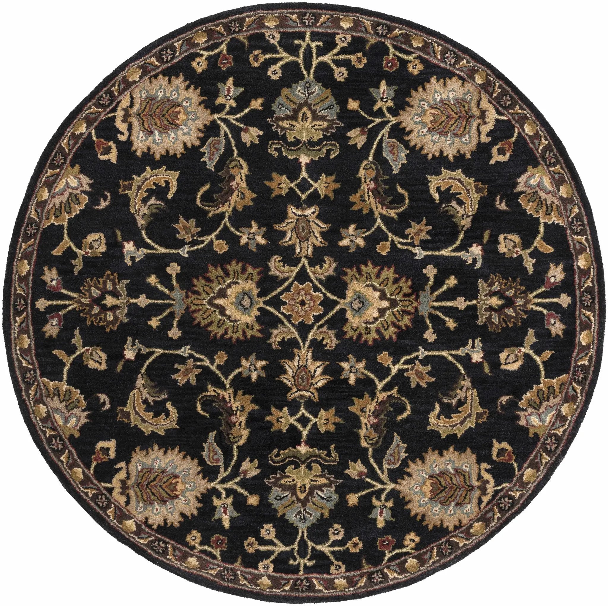 Kittredge Floral Black Wool Rug by Boutique Rugs