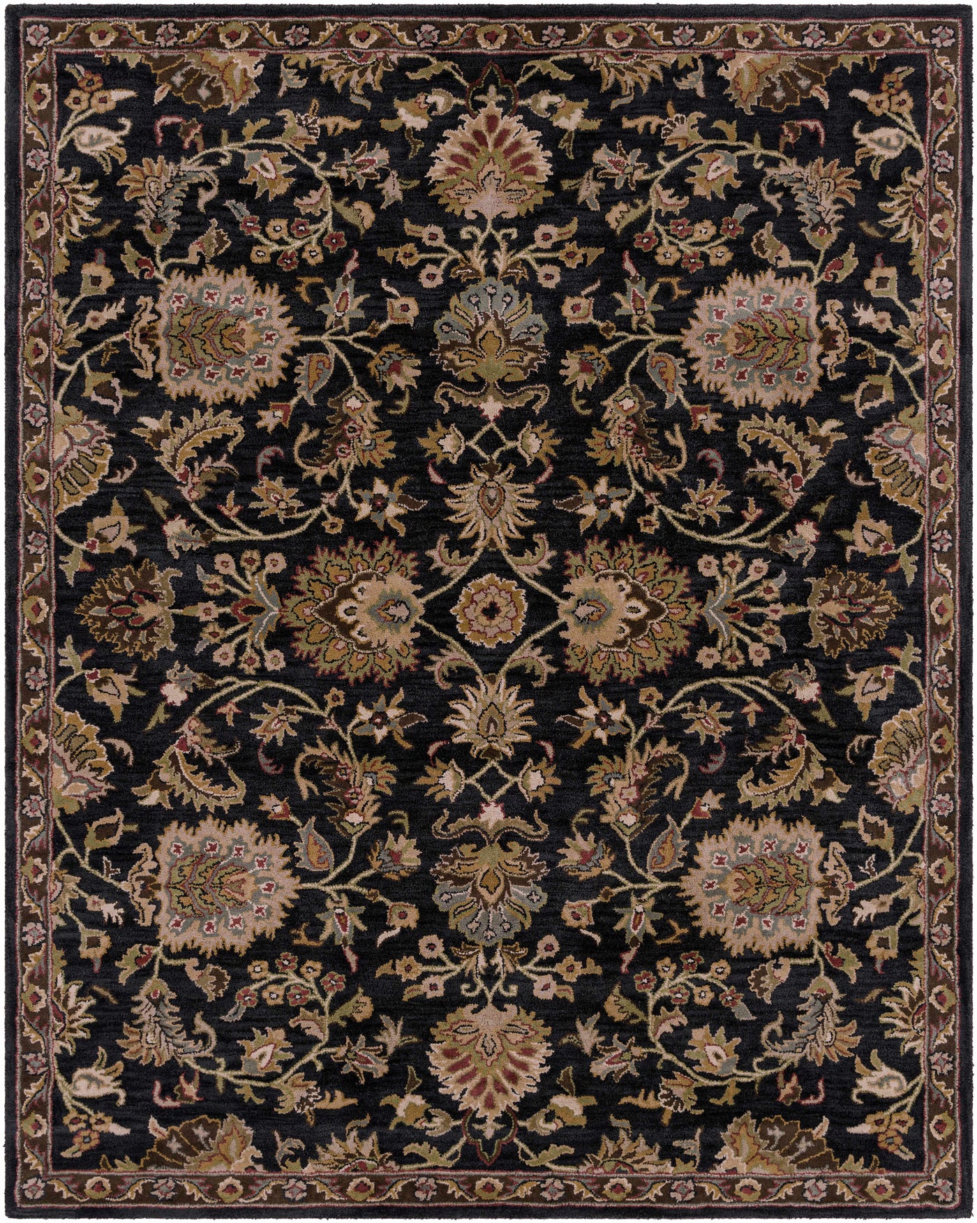 Kittredge Floral Black Wool Rug by Boutique Rugs