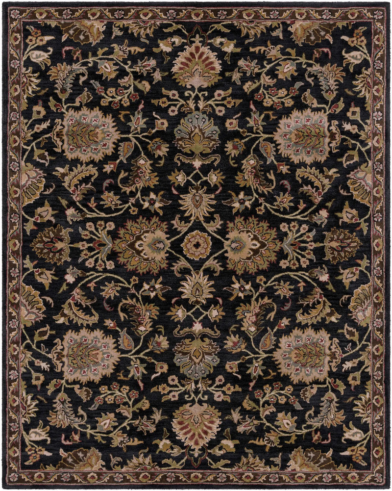 Kittredge Floral Black Wool Rug by Boutique Rugs
